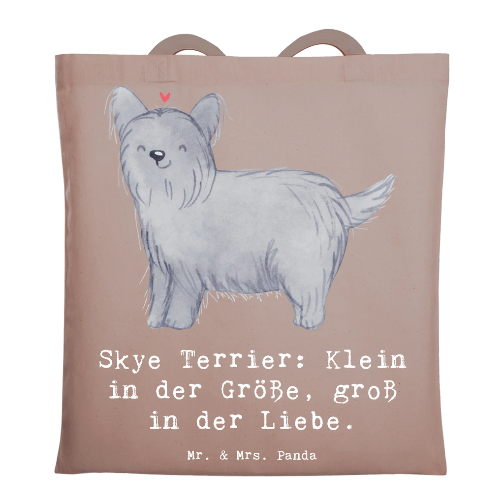 Tote bag Skye Terrier: Klein in der Größe, groß in der Liebe. Tragetasche, Strandtasche, Umhängetasche, Beutel, Stoffbeutel, Beuteltasche, Badetasche, Einkaufstüte, Laptoptasche, Einkaufstasche, Stofftasche, Shopper, Jutetasche, Jutebeutel, Tasche, Schultertasche, Hund, Hunderasse, Rassehund, Hundebesitzer, Geschenk, Tierfreund, Schenken, Welpe