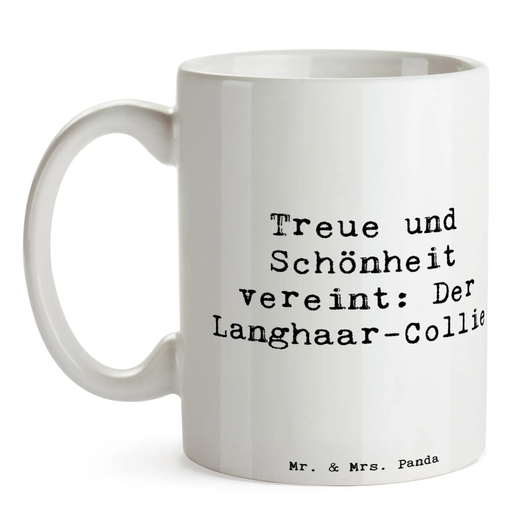 Mug Saying Treue und Schönheit vereint: Der Langhaar-Collie Porzellantasse, Geschenktasse, Tasse mit Motiven, Teetasse, Bürotasse, Tasse mit Zitaten, Tasse, Keramiktasse, Kaffeetasse, Hund, Hunderasse, Rassehund, Hundebesitzer, Geschenk, Tierfreund, Schenken, Welpe