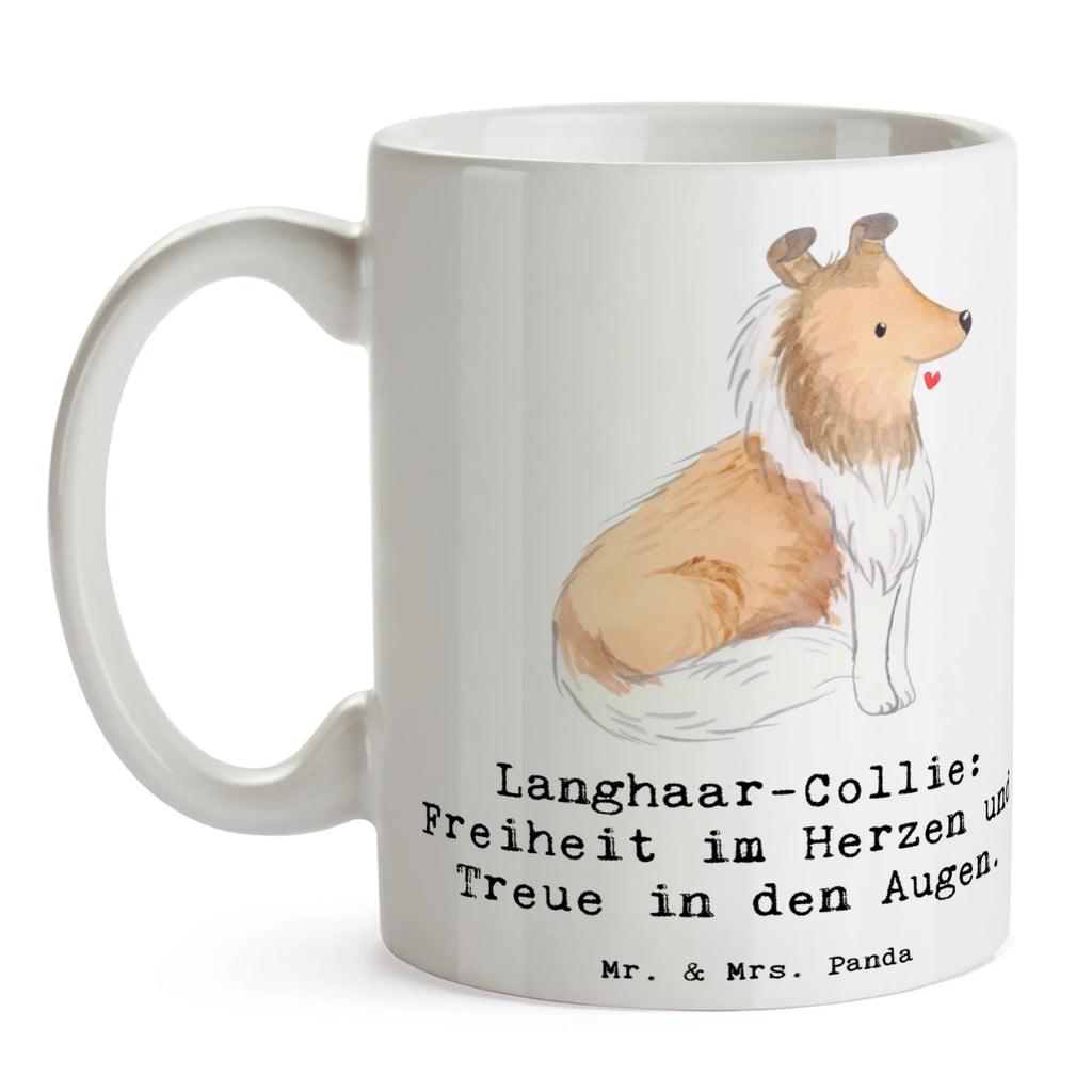 Mug Langhaar-Collie: Freiheit im Herzen und Treue in den Augen. Tasse mit Zitaten, Tasse mit Motiven, Tasse, Teetasse, Bürotasse, Kaffeetasse, Porzellantasse, Geschenktasse, Keramiktasse, Hund, Hunderasse, Rassehund, Hundebesitzer, Geschenk, Tierfreund, Schenken, Welpe