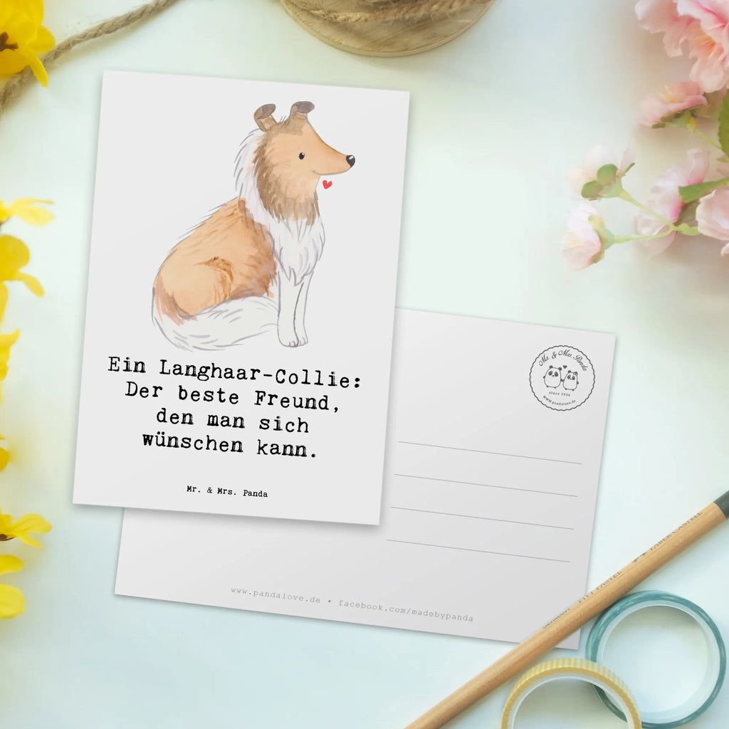 Postcard Ein Langhaar-Collie: Der beste Freund, den man sich wünschen kann. Ansichtskarte, Geschenkkarte, Karte, Postkarte, Dankeskarte, Ansichtskarten, Einladung Geburtstag, Grußkarte, Einladungskarten Geburtstag, Einladungskarte, Geburtstagskarte, Einladung, Hund, Hunderasse, Rassehund, Hundebesitzer, Geschenk, Tierfreund, Schenken, Welpe