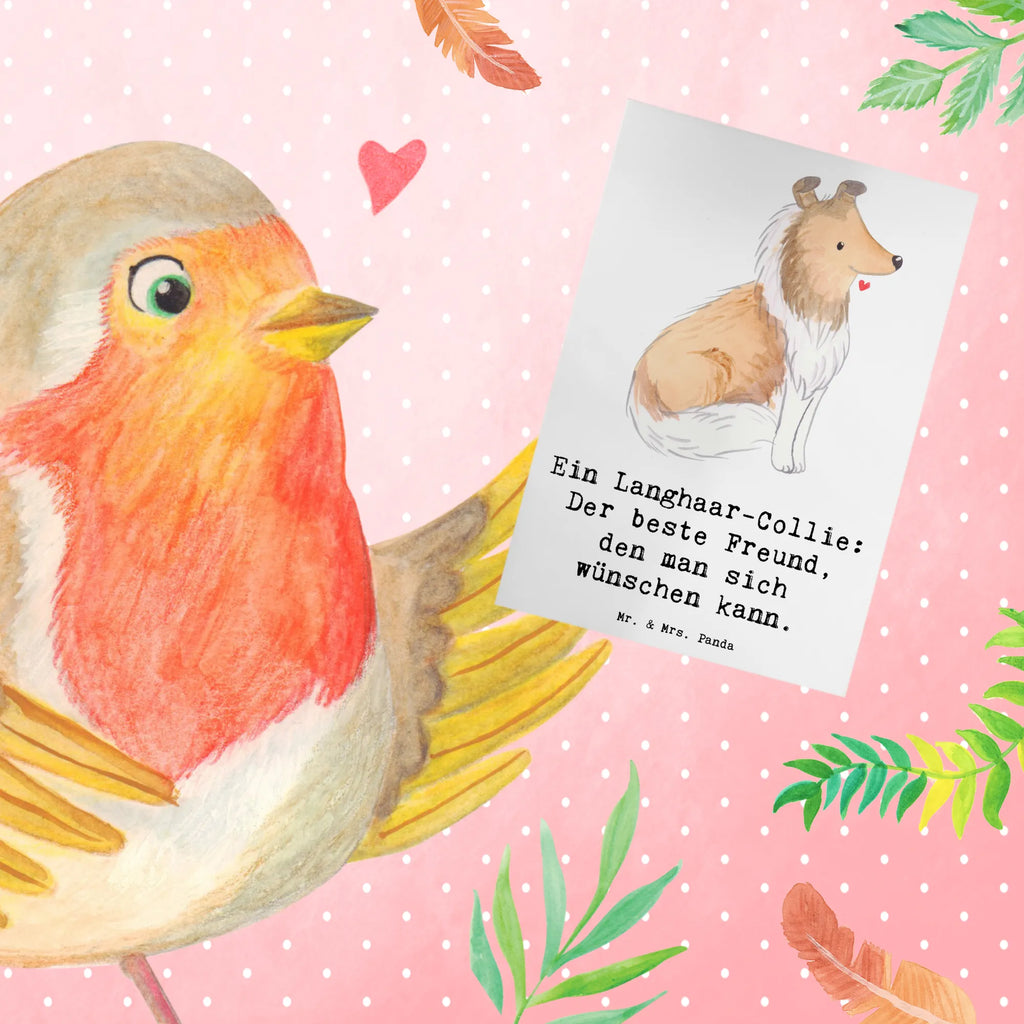 Greetings card Ein Langhaar-Collie: Der beste Freund, den man sich wünschen kann. Ansichtskarten, Grußkarte, Glückwunschkarte, Karte, Geburtstagskarte, Hochzeitskarte, Einladungskarte, Klappkarte, Hund, Hunderasse, Rassehund, Hundebesitzer, Geschenk, Tierfreund, Schenken, Welpe
