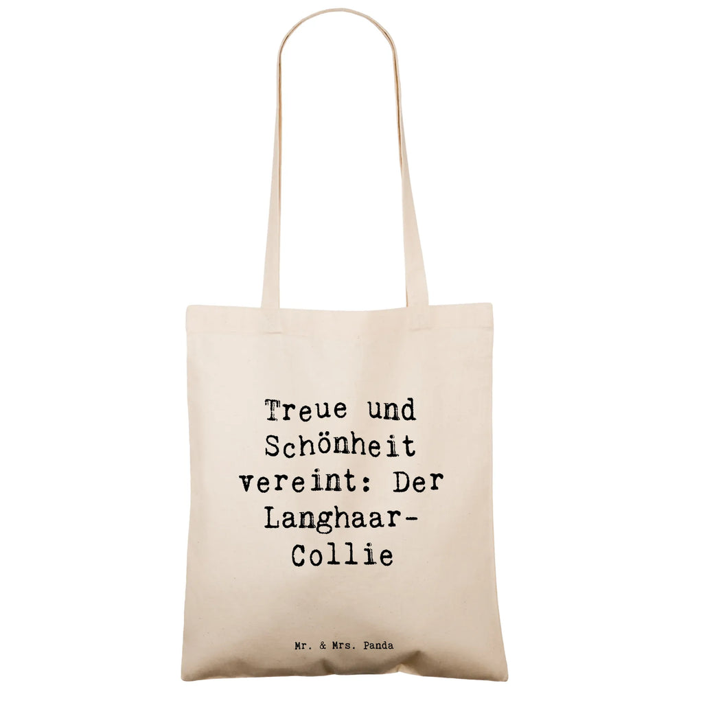 Tote bag Saying Treue und Schönheit vereint: Der Langhaar-Collie Stofftasche, Laptoptasche, Einkaufstasche, Shopper, Schultertasche, Tragetasche, Beuteltasche, Beutel, Jutebeutel, Strandtasche, Umhängetasche, Stoffbeutel, Tasche, Jutetasche, Einkaufstüte, Badetasche, Hund, Hunderasse, Rassehund, Hundebesitzer, Geschenk, Tierfreund, Schenken, Welpe