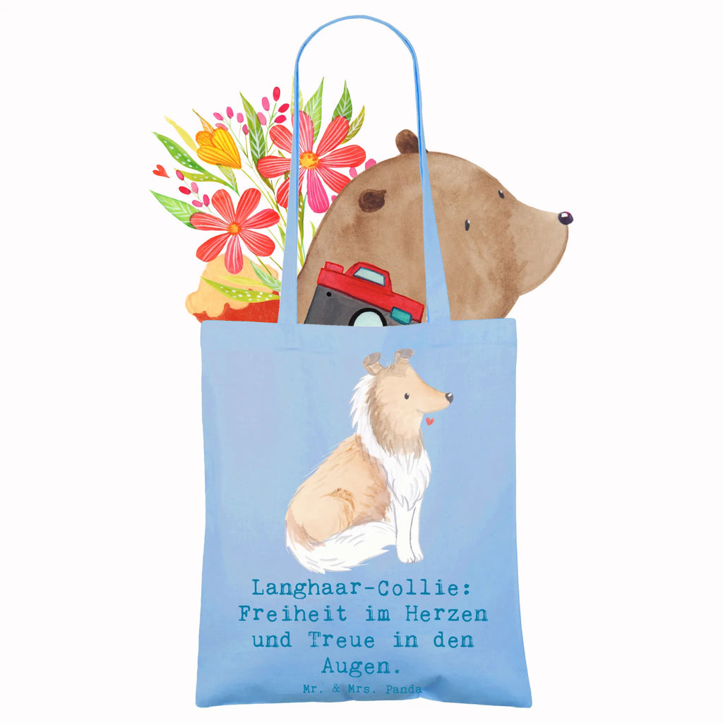 Tote bag Langhaar-Collie: Freiheit im Herzen und Treue in den Augen. Stofftasche, Shopper, Schultertasche, Einkaufstasche, Beuteltasche, Beutel, Laptoptasche, Einkaufstüte, Badetasche, Umhängetasche, Stoffbeutel, Jutebeutel, Tragetasche, Tasche, Strandtasche, Jutetasche, Hund, Hunderasse, Rassehund, Hundebesitzer, Geschenk, Tierfreund, Schenken, Welpe