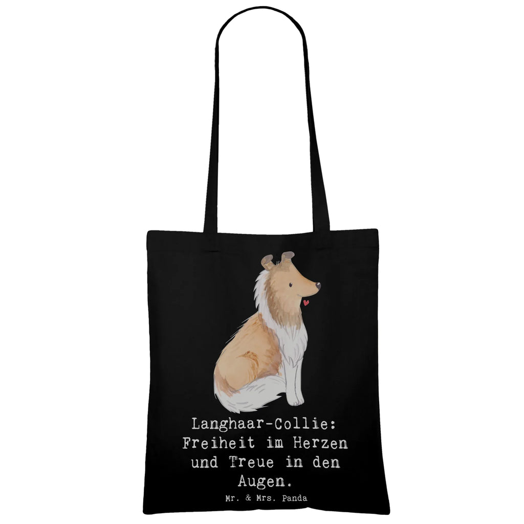 Tote bag Langhaar-Collie: Freiheit im Herzen und Treue in den Augen. Stofftasche, Shopper, Schultertasche, Einkaufstasche, Beuteltasche, Beutel, Laptoptasche, Einkaufstüte, Badetasche, Umhängetasche, Stoffbeutel, Jutebeutel, Tragetasche, Tasche, Strandtasche, Jutetasche, Hund, Hunderasse, Rassehund, Hundebesitzer, Geschenk, Tierfreund, Schenken, Welpe