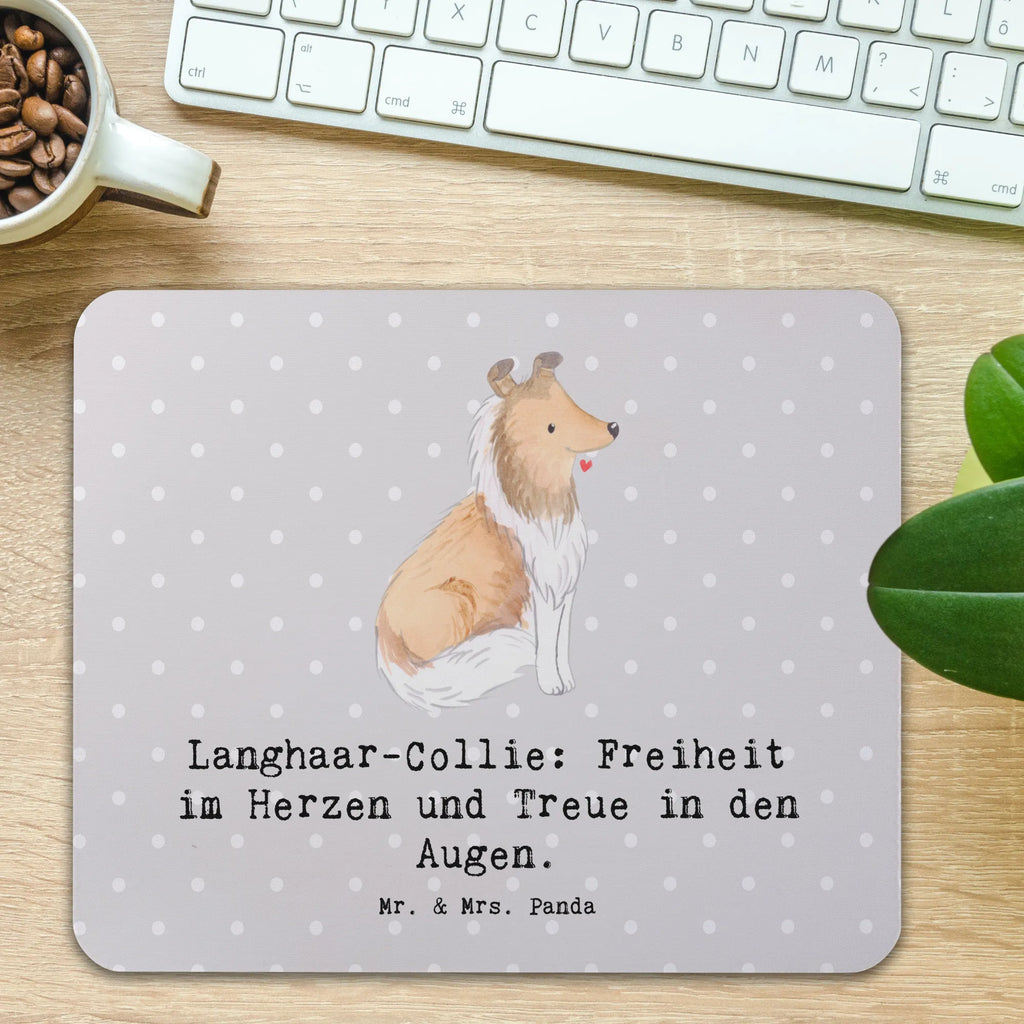 Mouse mat Langhaar-Collie: Freiheit im Herzen und Treue in den Augen. Arbeitszimmer, Mauspad Büro, Designer Mauspad, Mausunterlage, Mauspad, Computer zubehör, Einzigartiges Mauspad, PC Zubehör, Büroausstattung, Mousepad, Hund, Hunderasse, Rassehund, Hundebesitzer, Geschenk, Tierfreund, Schenken, Welpe