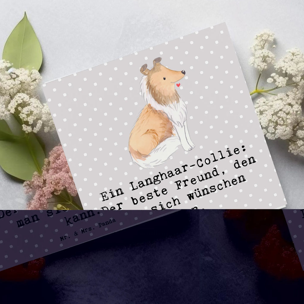 Deluxe Card Ein Langhaar-Collie: Der beste Freund, den man sich wünschen kann. Klappkarte, Einladungskarte, Karte, Hochwertige Grußkarte, Hochwertige Klappkarte, Grußkarte, Hochzeitskarte, Geburtstagskarte, Glückwunschkarte, Hund, Hunderasse, Rassehund, Hundebesitzer, Geschenk, Tierfreund, Schenken, Welpe