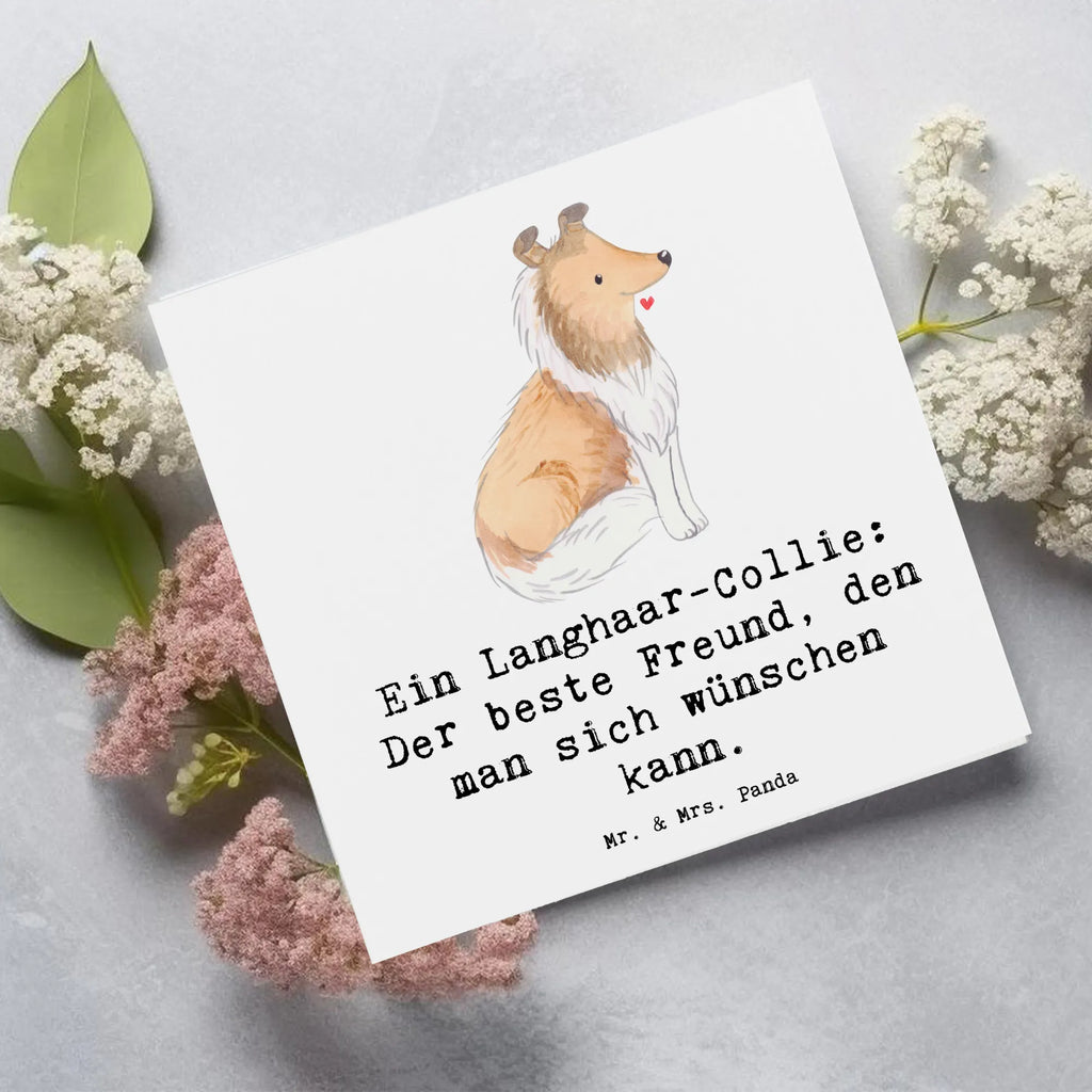 Deluxe Card Ein Langhaar-Collie: Der beste Freund, den man sich wünschen kann. Klappkarte, Einladungskarte, Karte, Hochwertige Grußkarte, Hochwertige Klappkarte, Grußkarte, Hochzeitskarte, Geburtstagskarte, Glückwunschkarte, Hund, Hunderasse, Rassehund, Hundebesitzer, Geschenk, Tierfreund, Schenken, Welpe