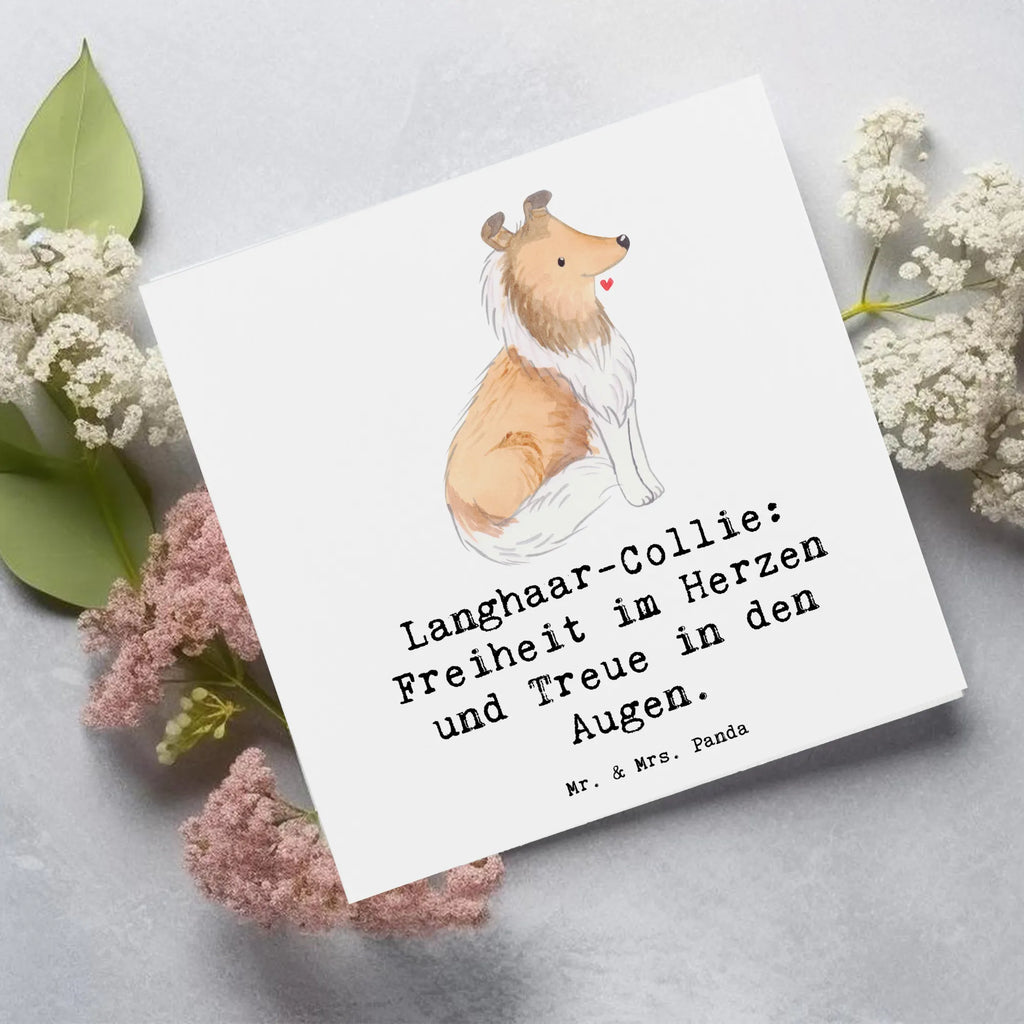Deluxe Card Langhaar-Collie: Freiheit im Herzen und Treue in den Augen. Geburtstagskarte, Karte, Klappkarte, Glückwunschkarte, Hochzeitskarte, Grußkarte, Einladungskarte, Hochwertige Grußkarte, Hochwertige Klappkarte, Hund, Hunderasse, Rassehund, Hundebesitzer, Geschenk, Tierfreund, Schenken, Welpe