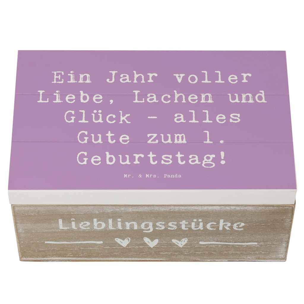 Wooden chest Saying Ein Jahr voller Liebe, Lachen und Glück - alles Gute zum 1. Geburtstag! Kiste, Schatzkiste, Holzkiste, Aufbewahrungsbox, XXL, Erinnerungsbox, Erinnerungskiste, Truhe, Schatulle, Dekokiste, Geschenkbox, Geschenkdose, Geburtstag, Geburtstagsgeschenk, Geschenk