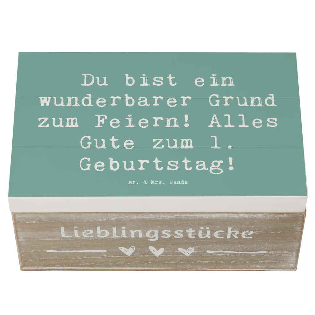 Wooden chest Saying Du bist ein wunderbarer Grund zum Feiern! Alles Gute zum 1. Geburtstag! Erinnerungsbox, Dekokiste, Holzkiste, Schatzkiste, Geschenkdose, Erinnerungskiste, XXL, Aufbewahrungsbox, Kiste, Schatulle, Truhe, Geschenkbox, Geburtstag, Geburtstagsgeschenk, Geschenk
