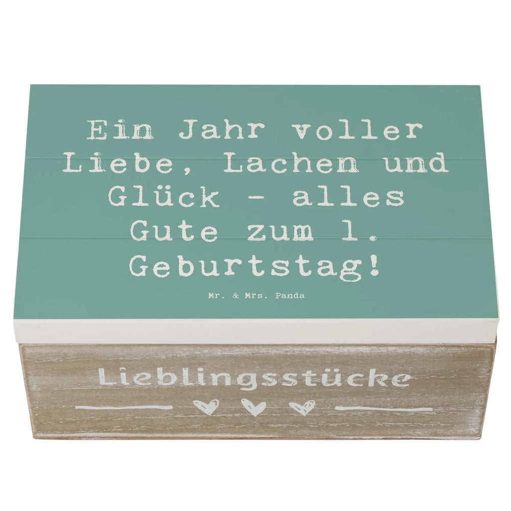 Wooden chest Saying Ein Jahr voller Liebe, Lachen und Glück - alles Gute zum 1. Geburtstag! Kiste, Schatzkiste, Holzkiste, Aufbewahrungsbox, XXL, Erinnerungsbox, Erinnerungskiste, Truhe, Schatulle, Dekokiste, Geschenkbox, Geschenkdose, Geburtstag, Geburtstagsgeschenk, Geschenk