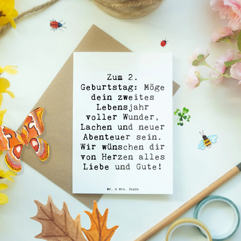 Greetings card Saying Zum 2. Geburtstag: Möge dein zweites Lebensjahr voller Wunder, Lachen und neuer Abenteuer sein. Wir wünschen dir von Herzen alles Liebe und Gute! Glückwunschkarte, Hochzeitskarte, Geburtstagskarte, Ansichtskarten, Karte, Klappkarte, Einladungskarte, Grußkarte, Geburtstag, Geburtstagsgeschenk, Geschenk