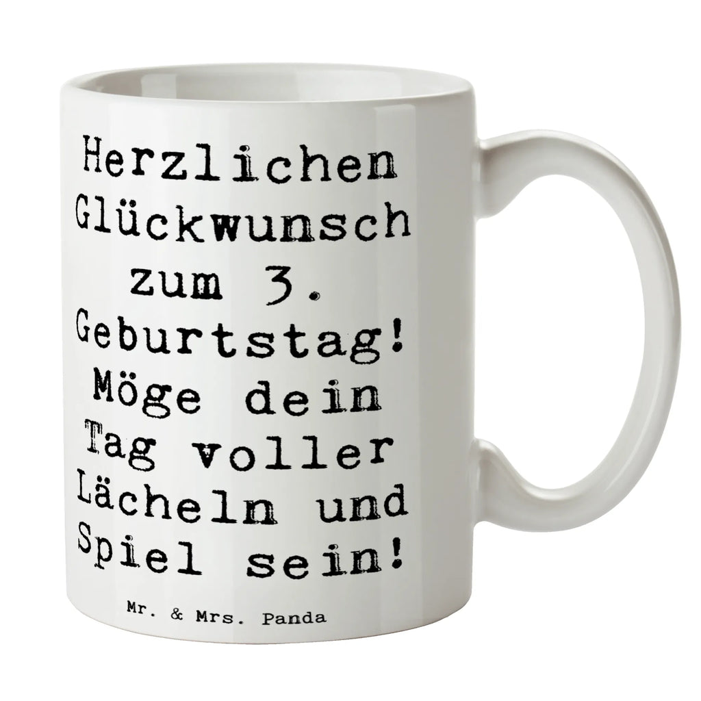 Tasse Spruch 3. Geburtstag Lächeln und Spiel Tasse, Tasse mit Zitaten, Porzellantasse, Geschenktasse, Tasse mit Motiven, Bürotasse, Kaffeetasse, Keramiktasse, Teetasse, Geburtstag, Geburtstagsgeschenk, Geschenk