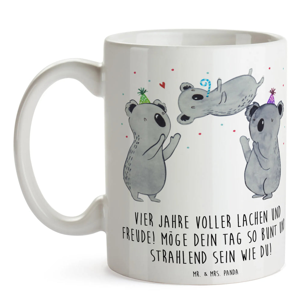 Mug Vier Jahre voller Lachen und Freude! Möge dein Tag so bunt und strahlend sein wie du! Bürotasse, Tasse mit Zitaten, Tasse, Geschenktasse, Porzellantasse, Teetasse, Kaffeetasse, Keramiktasse, Tasse mit Motiven, Geburtstag, Geburtstagsgeschenk, Geschenk