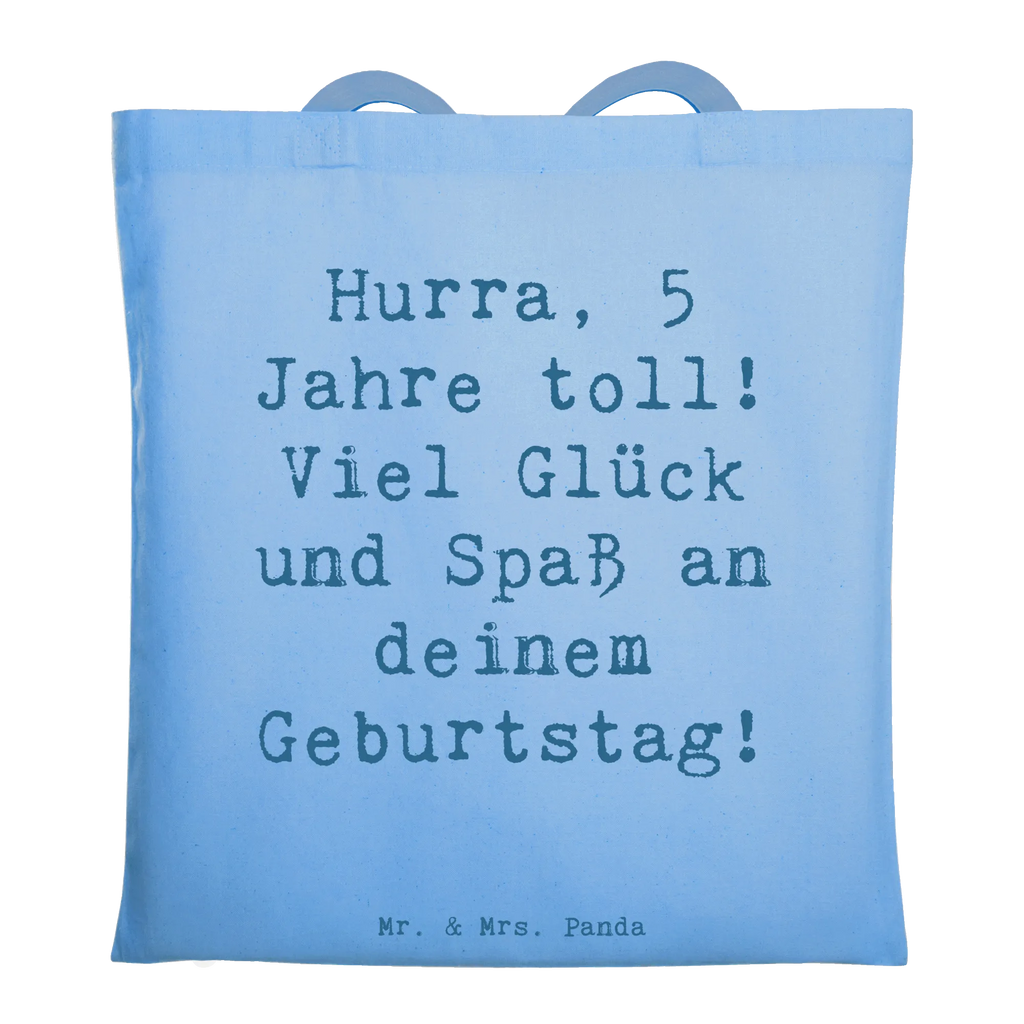Tote bag Saying Hurra, 5 Jahre toll! Viel Glück und Spaß an deinem Geburtstag! Badetasche, Laptoptasche, Jutebeutel, Beuteltasche, Beutel, Tasche, Umhängetasche, Stofftasche, Schultertasche, Shopper, Einkaufstasche, Tragetasche, Strandtasche, Jutetasche, Einkaufstüte, Stoffbeutel, Geburtstag, Geburtstagsgeschenk, Geschenk