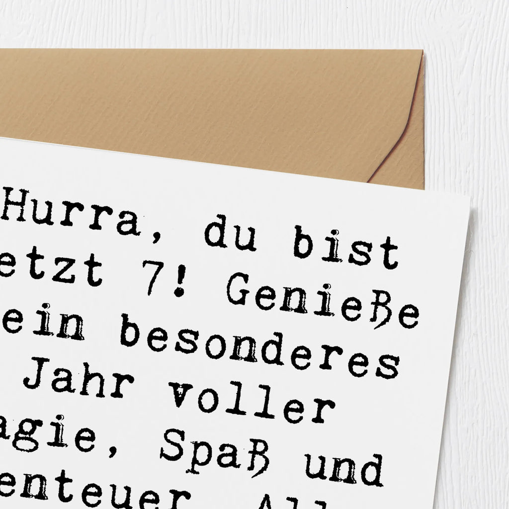 Deluxe Card Saying Hurra, du bist jetzt 7! Genieße dein besonderes Jahr voller Magie, Spaß und Abenteuer. Alles Gute zum Geburtstag! Klappkarte, Hochwertige Klappkarte, Karte, Grußkarte, Hochzeitskarte, Hochwertige Grußkarte, Glückwunschkarte, Geburtstagskarte, Einladungskarte, Geburtstag, Geburtstagsgeschenk, Geschenk