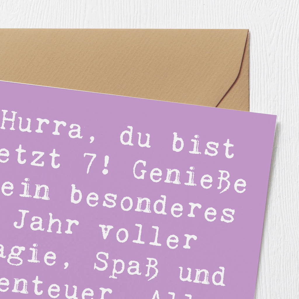 Deluxe Card Saying Hurra, du bist jetzt 7! Genieße dein besonderes Jahr voller Magie, Spaß und Abenteuer. Alles Gute zum Geburtstag! Klappkarte, Hochwertige Klappkarte, Karte, Grußkarte, Hochzeitskarte, Hochwertige Grußkarte, Glückwunschkarte, Geburtstagskarte, Einladungskarte, Geburtstag, Geburtstagsgeschenk, Geschenk
