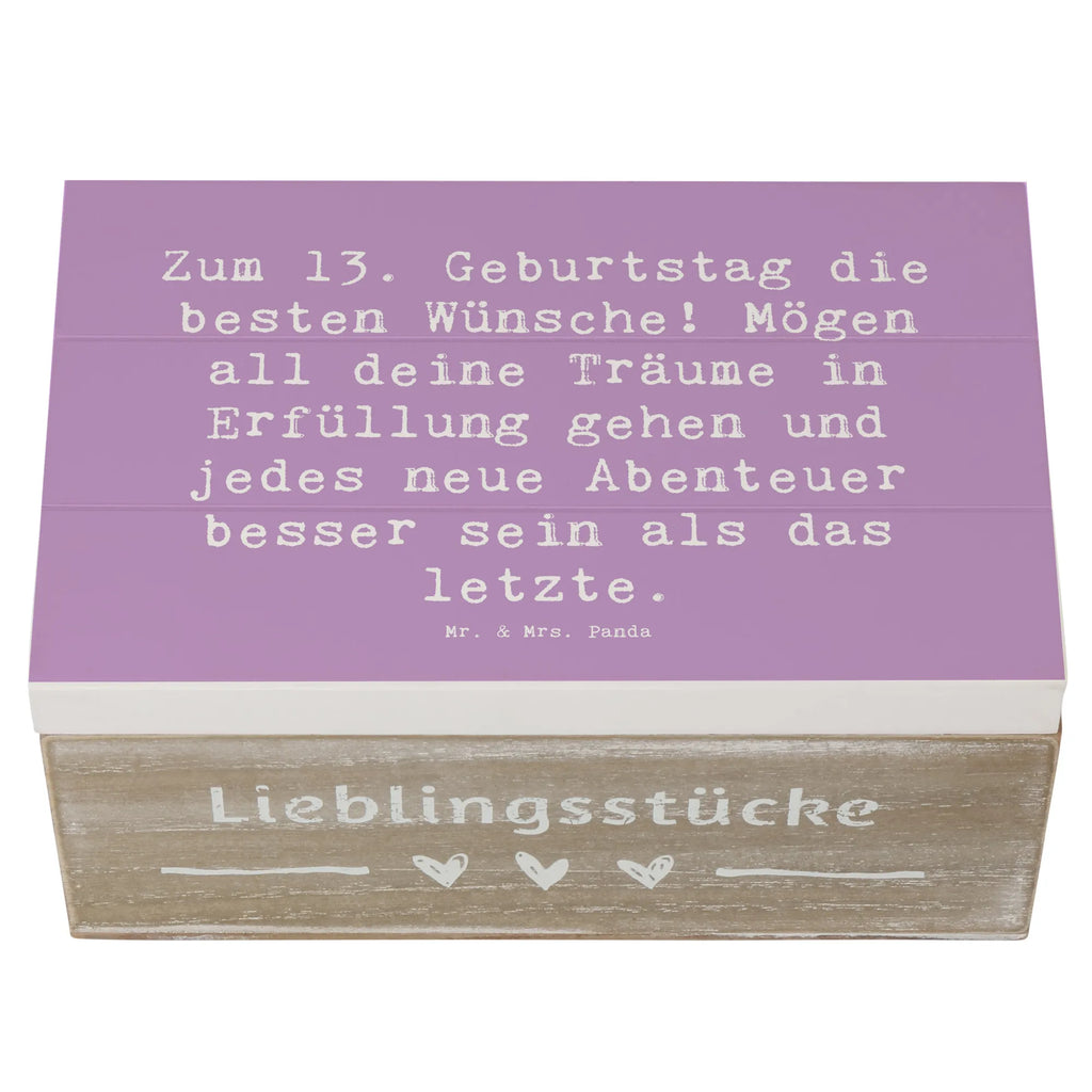 Wooden chest Saying Zum 13. Geburtstag die besten Wünsche! Mögen all deine Träume in Erfüllung gehen und jedes neue Abenteuer besser sein als das letzte. Geschenkbox, Kiste, Erinnerungsbox, Aufbewahrungsbox, Holzkiste, Dekokiste, Schatzkiste, Truhe, XXL, Schatulle, Geschenkdose, Erinnerungskiste, Geburtstag, Geburtstagsgeschenk, Geschenk