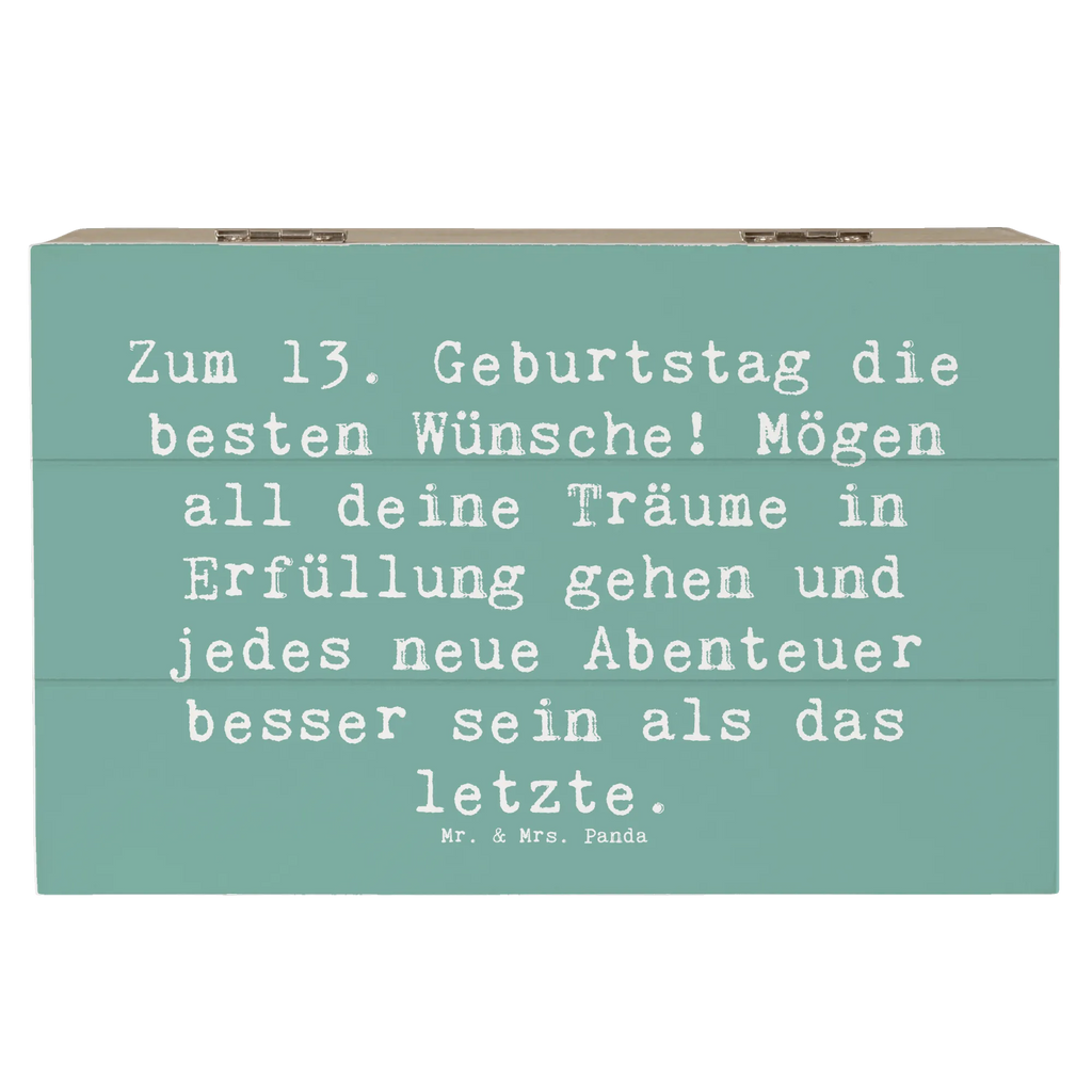 Wooden chest Saying Zum 13. Geburtstag die besten Wünsche! Mögen all deine Träume in Erfüllung gehen und jedes neue Abenteuer besser sein als das letzte. Geschenkbox, Kiste, Erinnerungsbox, Aufbewahrungsbox, Holzkiste, Dekokiste, Schatzkiste, Truhe, XXL, Schatulle, Geschenkdose, Erinnerungskiste, Geburtstag, Geburtstagsgeschenk, Geschenk