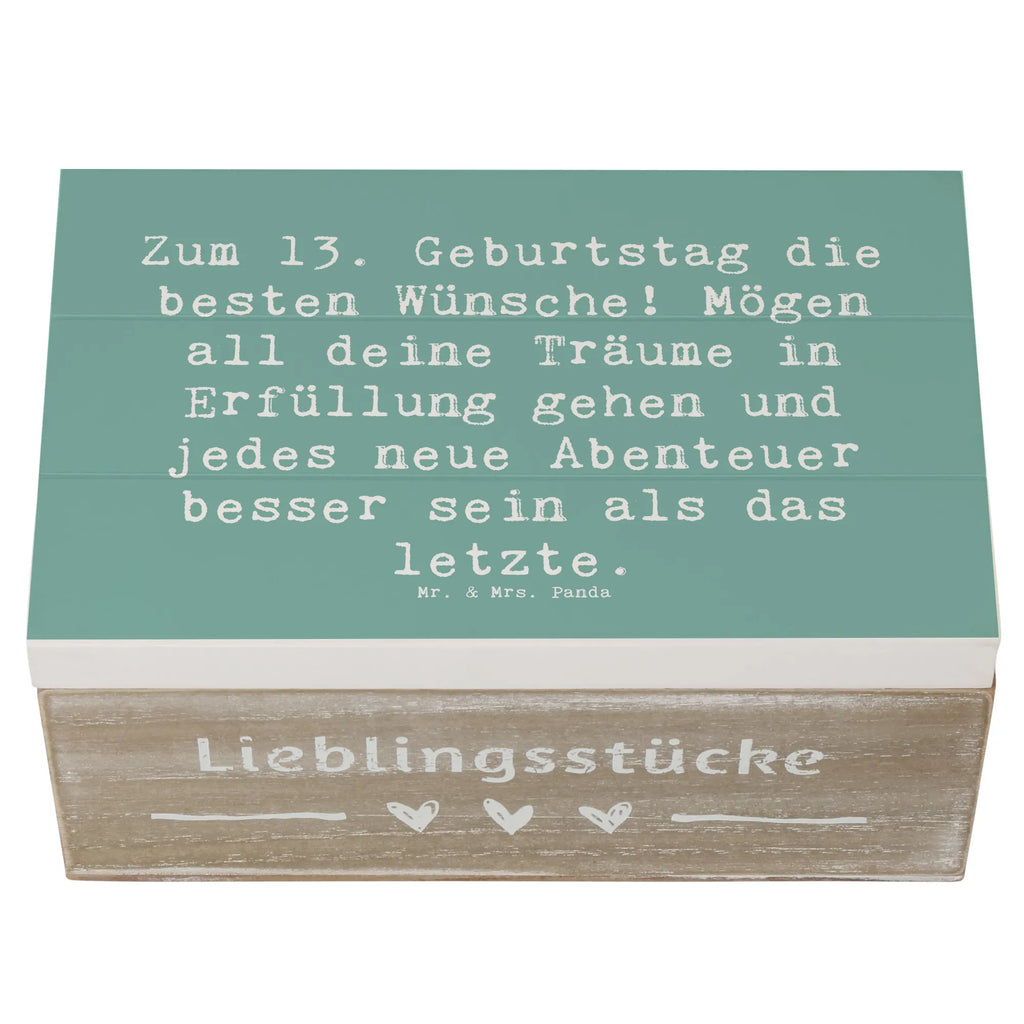 Wooden chest Saying Zum 13. Geburtstag die besten Wünsche! Mögen all deine Träume in Erfüllung gehen und jedes neue Abenteuer besser sein als das letzte. Geschenkbox, Kiste, Erinnerungsbox, Aufbewahrungsbox, Holzkiste, Dekokiste, Schatzkiste, Truhe, XXL, Schatulle, Geschenkdose, Erinnerungskiste, Geburtstag, Geburtstagsgeschenk, Geschenk