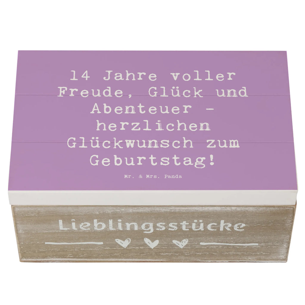 Wooden chest Saying 14 Jahre voller Freude, Glück und Abenteuer - herzlichen Glückwunsch zum Geburtstag! Holzkiste, XXL, Geschenkdose, Erinnerungskiste, Dekokiste, Geschenkbox, Aufbewahrungsbox, Schatulle, Kiste, Erinnerungsbox, Schatzkiste, Truhe, Geburtstag, Geburtstagsgeschenk, Geschenk