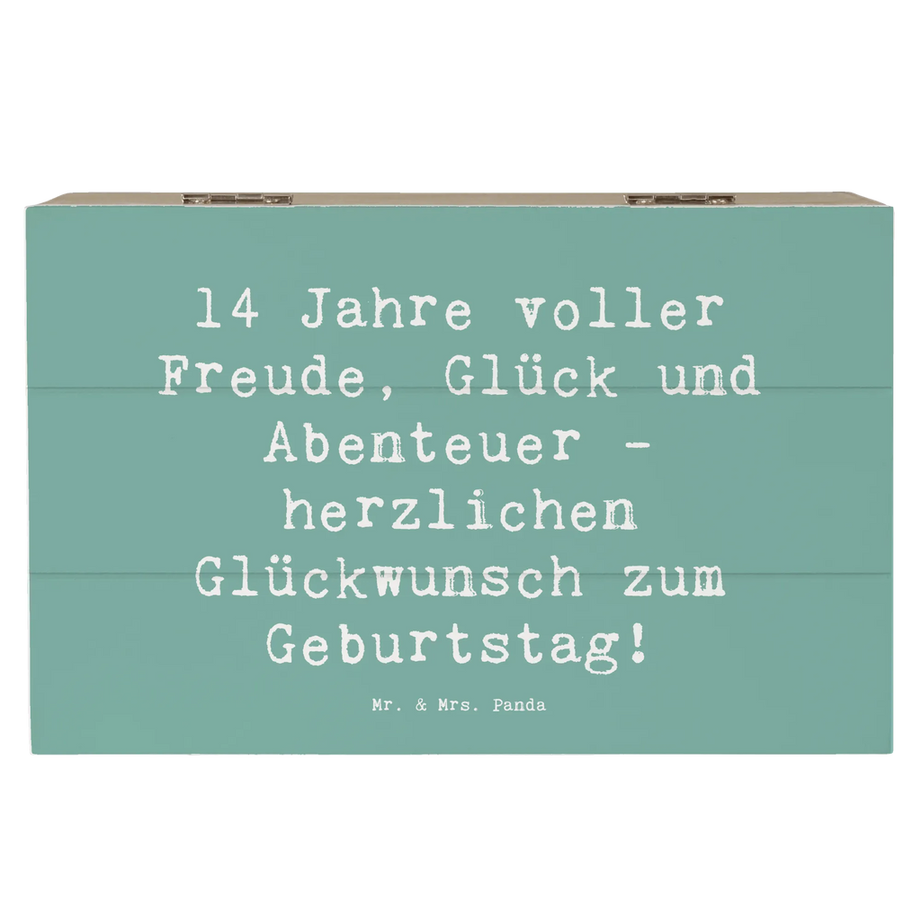 Wooden chest Saying 14 Jahre voller Freude, Glück und Abenteuer - herzlichen Glückwunsch zum Geburtstag! Holzkiste, XXL, Geschenkdose, Erinnerungskiste, Dekokiste, Geschenkbox, Aufbewahrungsbox, Schatulle, Kiste, Erinnerungsbox, Schatzkiste, Truhe, Geburtstag, Geburtstagsgeschenk, Geschenk