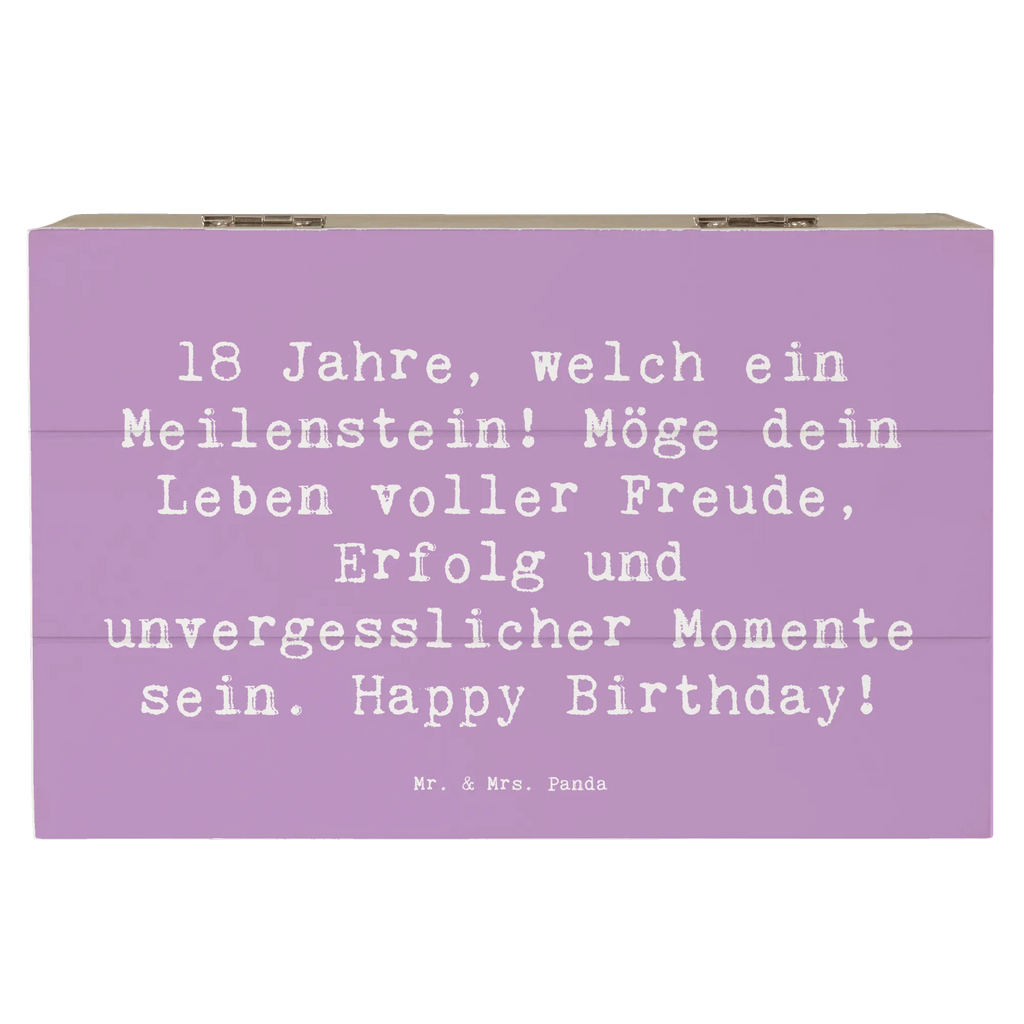 Wooden chest Saying 18 Jahre, welch ein Meilenstein! Möge dein Leben voller Freude, Erfolg und unvergesslicher Momente sein. Happy Birthday! Erinnerungskiste, Kiste, Erinnerungsbox, XXL, Schatzkiste, Geschenkdose, Schatulle, Holzkiste, Dekokiste, Geschenkbox, Truhe, Aufbewahrungsbox, Geburtstag, Geburtstagsgeschenk, Geschenk