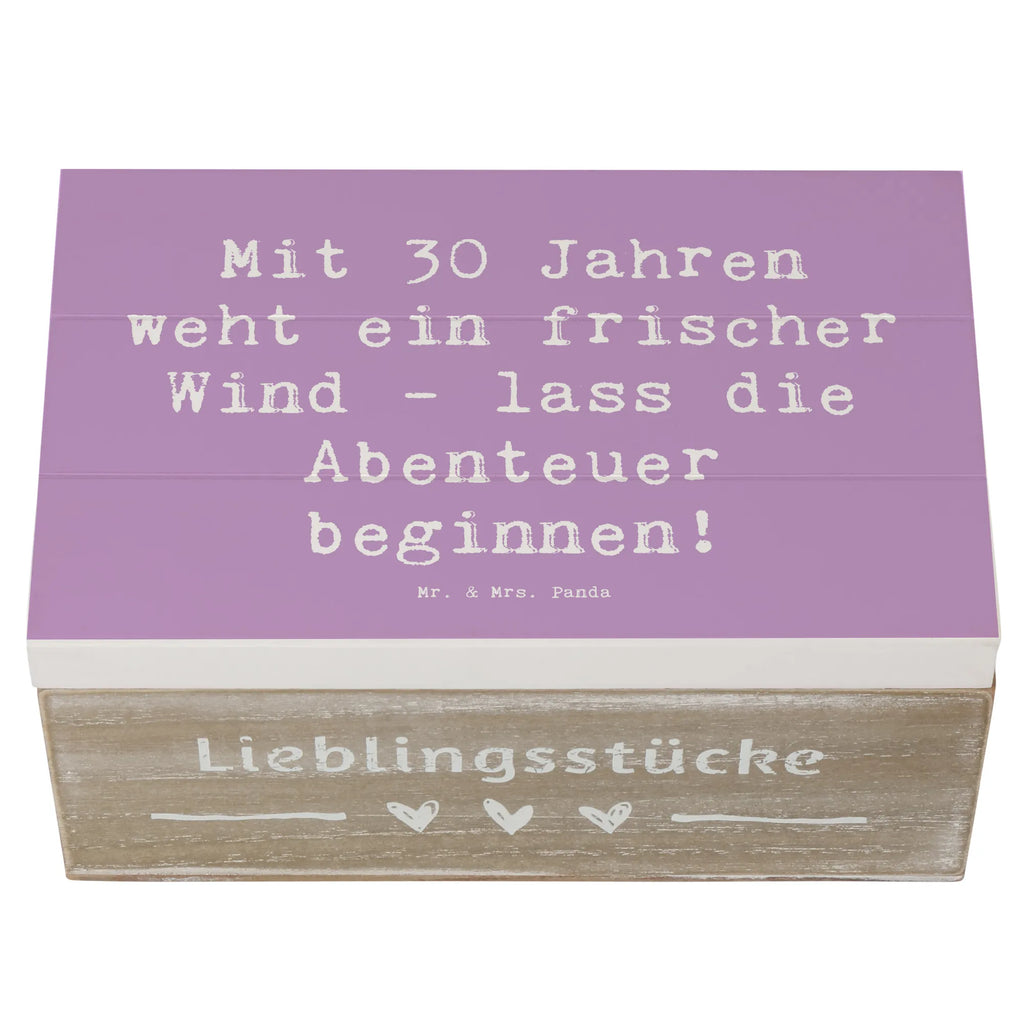 Wooden chest Saying Mit 30 Jahren weht ein frischer Wind - lass die Abenteuer beginnen! Erinnerungsbox, Schatulle, Dekokiste, Geschenkdose, Kiste, Aufbewahrungsbox, XXL, Geschenkbox, Schatzkiste, Holzkiste, Truhe, Erinnerungskiste, Geburtstag, Geburtstagsgeschenk, Geschenk
