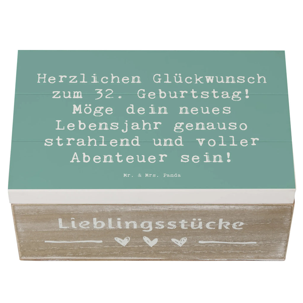 Holzkiste Spruch 32. Geburtstag Abenteuer Schatzkiste, Geschenkdose, Aufbewahrungsbox, Holzkiste, Dekokiste, Kiste, Erinnerungskiste, Erinnerungsbox, Schatulle, XXL, Truhe, Geschenkbox, Geburtstag, Geburtstagsgeschenk, Geschenk