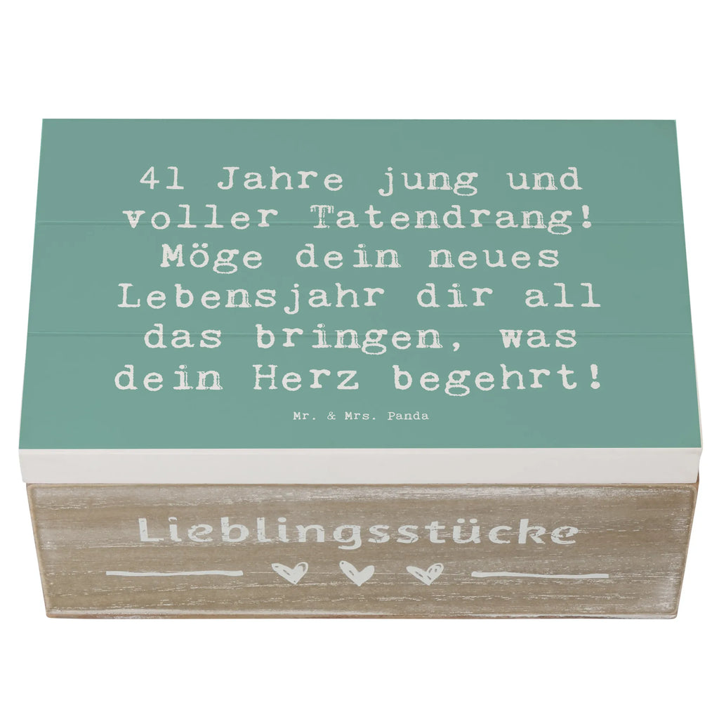 Holzkiste Spruch 41. Geburtstag Tatendrang Geschenkdose, Truhe, Holzkiste, Aufbewahrungsbox, Geschenkbox, Schatulle, Erinnerungsbox, Schatzkiste, Dekokiste, Kiste, XXL, Erinnerungskiste, Geburtstag, Geburtstagsgeschenk, Geschenk