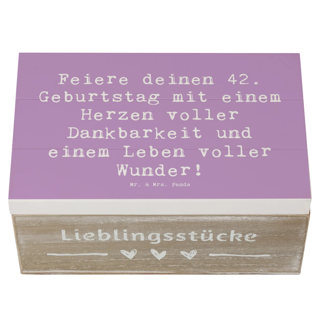 Wooden chest Saying Feiere deinen 42. Geburtstag mit einem Herzen voller Dankbarkeit und einem Leben voller Wunder! Schatulle, Kiste, Schatzkiste, Holzkiste, Erinnerungskiste, Truhe, Erinnerungsbox, Aufbewahrungsbox, Geschenkdose, Dekokiste, XXL, Geschenkbox, Geburtstag, Geburtstagsgeschenk, Geschenk