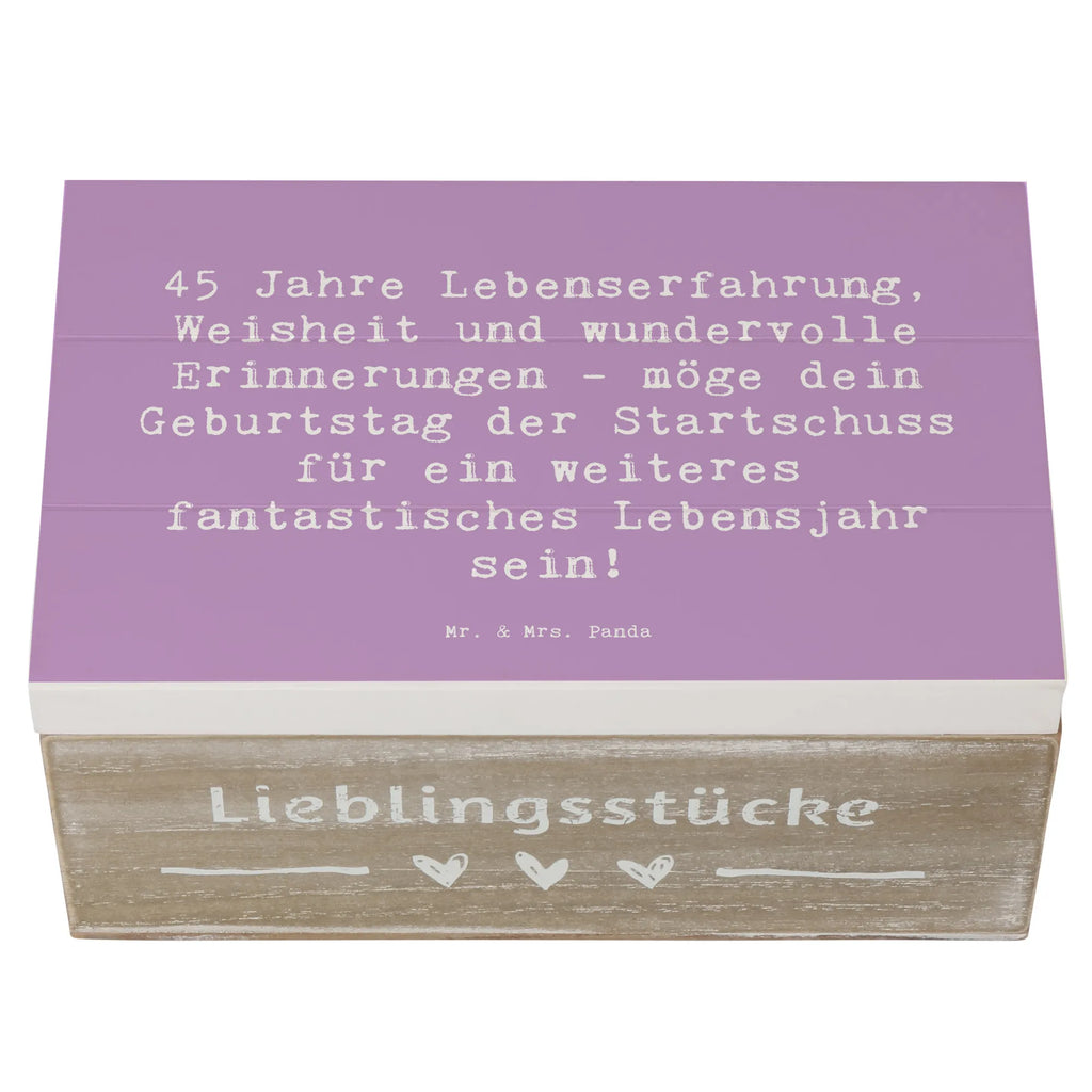 Holzkiste Spruch 45. Geburtstag Erinnerungsbox, Truhe, Dekokiste, Aufbewahrungsbox, Schatzkiste, Erinnerungskiste, Geschenkbox, XXL, Holzkiste, Kiste, Schatulle, Geschenkdose, Geburtstag, Geburtstagsgeschenk, Geschenk