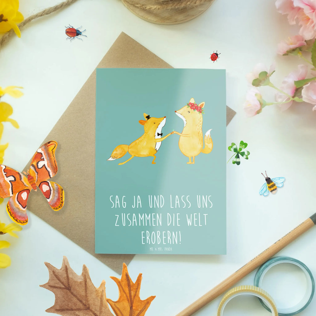 Greetings card Sag Ja und lass uns zusammen die Welt erobern! Ansichtskarten, Hochzeitskarte, Karte, Grußkarte, Glückwunschkarte, Einladungskarte, Klappkarte, Geburtstagskarte, Hochzeit, Hochzeitsgeschenk, Ehe, Hochzeitsfeier, Trauung, Trauungsgeschenk, Verlobungsfeier, Verlobungsgeschenk, Hochzeitsgeschenkideen, Hochzeitsgeschenke für Brautpaar