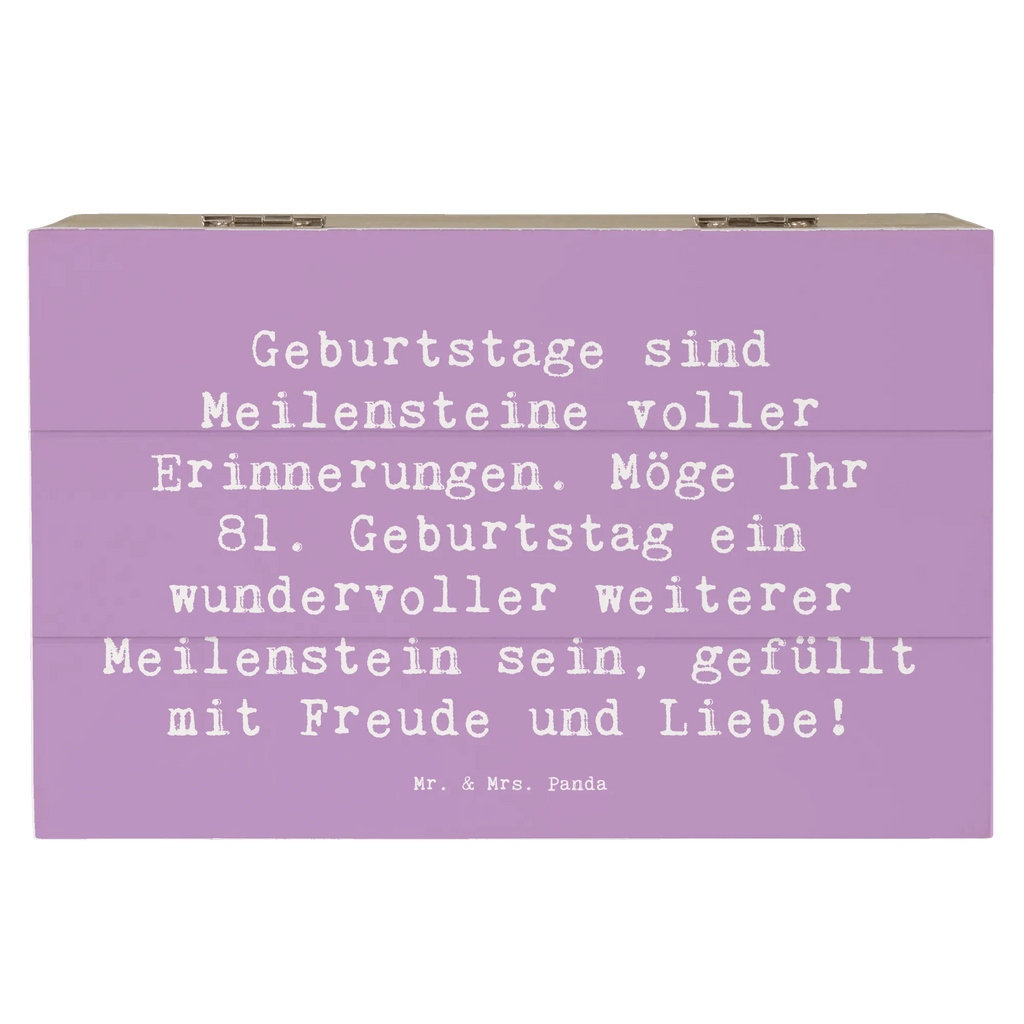 Wooden chest Saying Geburtstage sind Meilensteine voller Erinnerungen. Möge Ihr 81. Geburtstag ein wundervoller weiterer Meilenstein sein, gefüllt mit Freude und Liebe! Schatulle, Aufbewahrungsbox, Schatzkiste, Erinnerungsbox, Kiste, Holzkiste, Geschenkbox, Erinnerungskiste, Geschenkdose, Dekokiste, Truhe, XXL, Geburtstag, Geburtstagsgeschenk, Geschenk