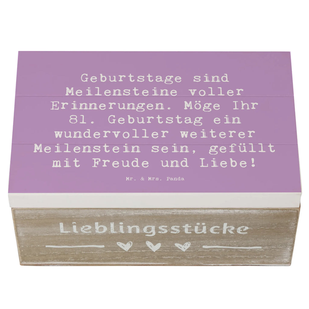 Wooden chest Saying Geburtstage sind Meilensteine voller Erinnerungen. Möge Ihr 81. Geburtstag ein wundervoller weiterer Meilenstein sein, gefüllt mit Freude und Liebe! Schatulle, Aufbewahrungsbox, Schatzkiste, Erinnerungsbox, Kiste, Holzkiste, Geschenkbox, Erinnerungskiste, Geschenkdose, Dekokiste, Truhe, XXL, Geburtstag, Geburtstagsgeschenk, Geschenk
