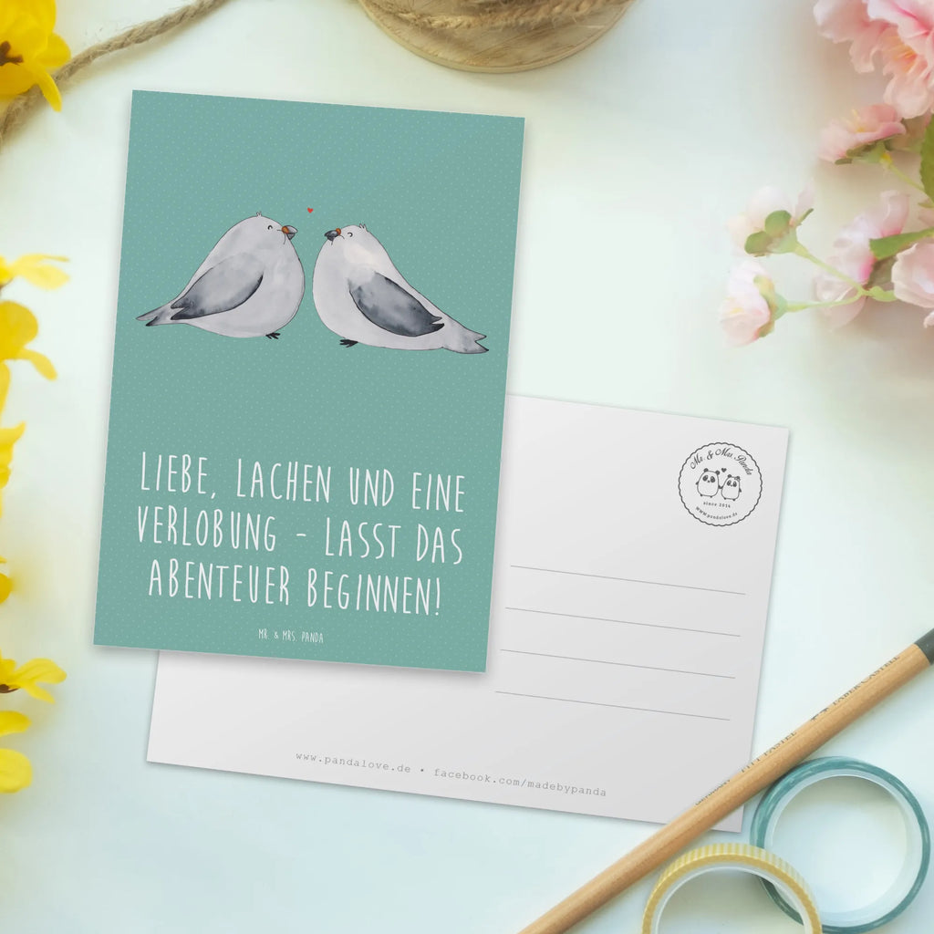 Postcard Liebe, Lachen und eine Verlobung - lasst das Abenteuer beginnen! Geschenkkarte, Einladung, Postkarte, Karte, Ansichtskarte, Ansichtskarten, Geburtstagskarte, Dankeskarte, Einladung Geburtstag, Einladungskarten Geburtstag, Grußkarte, Einladungskarte, Hochzeit, Hochzeitsgeschenk, Ehe, Hochzeitsfeier, Trauung, Trauungsgeschenk, Hochzeitskarte, Verlobungsfeier, Verlobungsgeschenk, Hochzeitsgeschenkideen, Hochzeitsgeschenke für Brautpaar