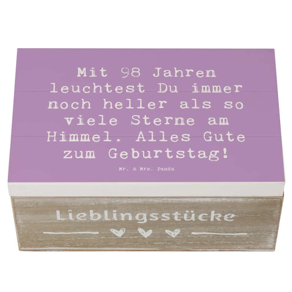 Holzkiste Spruch 98. Geburtstag Leuchten Aufbewahrungsbox, Erinnerungskiste, Kiste, Truhe, Geschenkbox, Erinnerungsbox, Schatulle, Dekokiste, Schatzkiste, XXL, Geschenkdose, Holzkiste, Geburtstag, Geburtstagsgeschenk, Geschenk