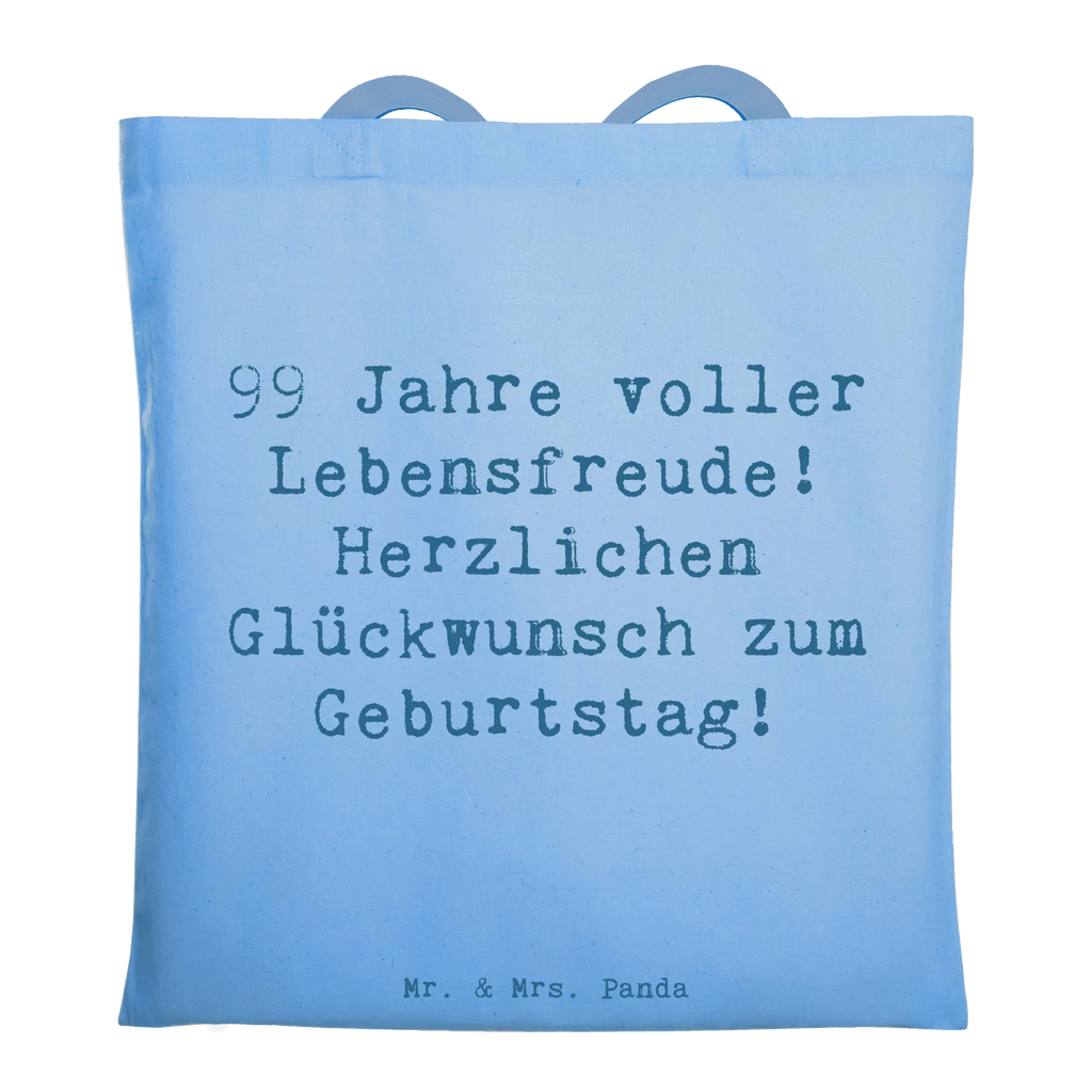 Tote bag Saying 99 Jahre voller Lebensfreude! Herzlichen Glückwunsch zum Geburtstag! Beuteltasche, Beutel, Einkaufstasche, Jutebeutel, Stoffbeutel, Tasche, Shopper, Umhängetasche, Strandtasche, Schultertasche, Stofftasche, Tragetasche, Badetasche, Jutetasche, Einkaufstüte, Laptoptasche, Geburtstag, Geburtstagsgeschenk, Geschenk