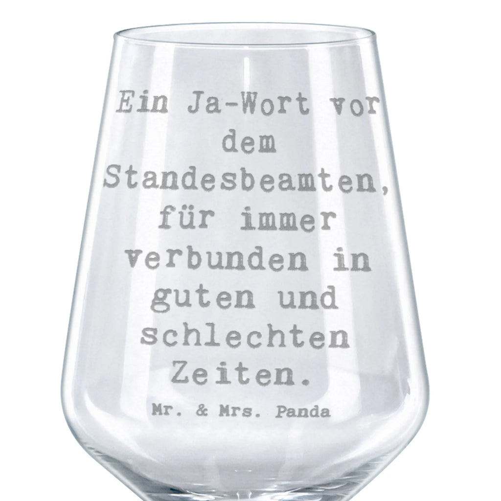 Kieliszek do czerwonego wina Przysłowie Ein Ja-Wort vor dem Standesbeamten, für immer verbunden in guten und schlechten Zeiten. Wesele, prezent weselny, małżeństwo, przyjęcie weselne, ceremonia, prezent z ceremonii, karta weselna, przyjęcie zaręczynowe, prezent z zaręczyn, pomysły na prezenty weselne, prezenty weselne dla pary młodej
