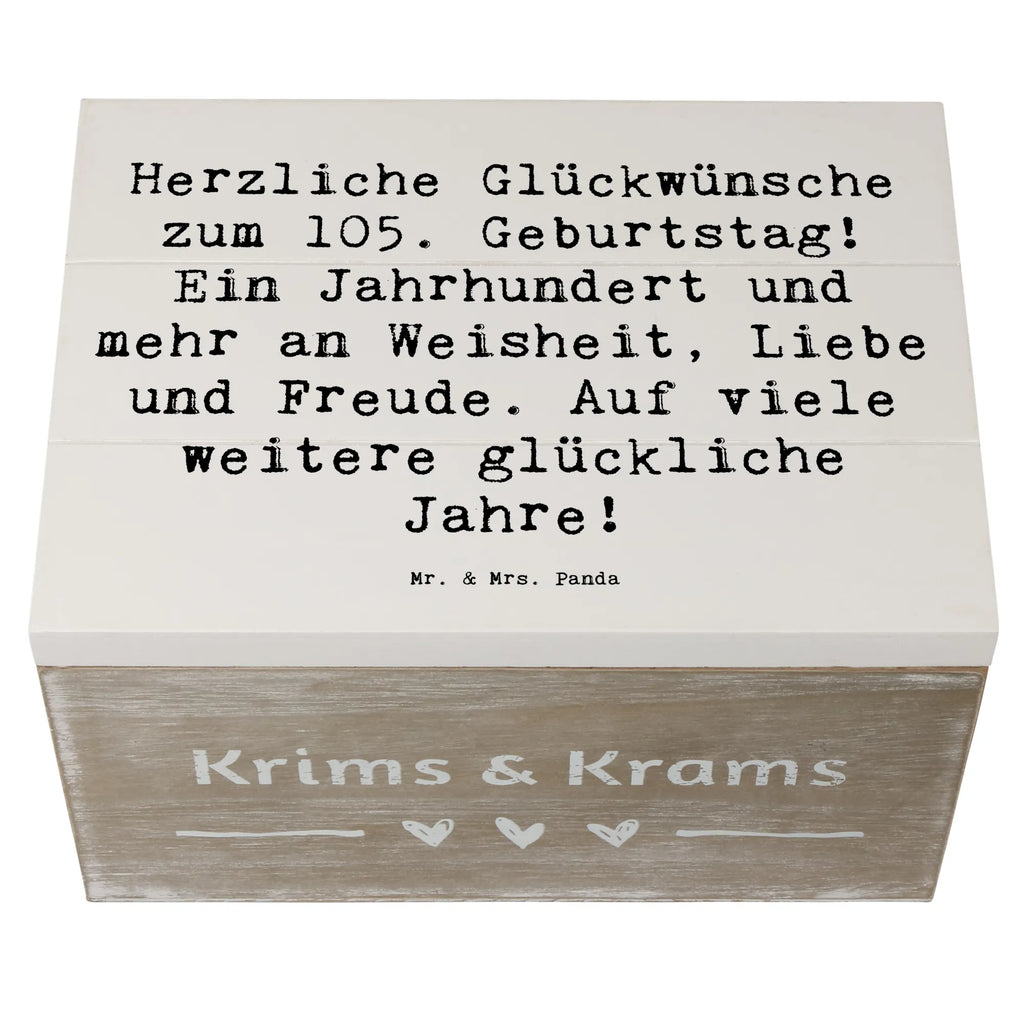 Wooden chest Saying Herzliche Glückwünsche zum 105. Geburtstag! Ein Jahrhundert und mehr an Weisheit, Liebe und Freude. Auf viele weitere glückliche Jahre! Geschenkdose, Holzkiste, Dekokiste, Truhe, Aufbewahrungsbox, Schatzkiste, Schatulle, Erinnerungskiste, XXL, Kiste, Erinnerungsbox, Geschenkbox, Geburtstag, Geburtstagsgeschenk, Geschenk
