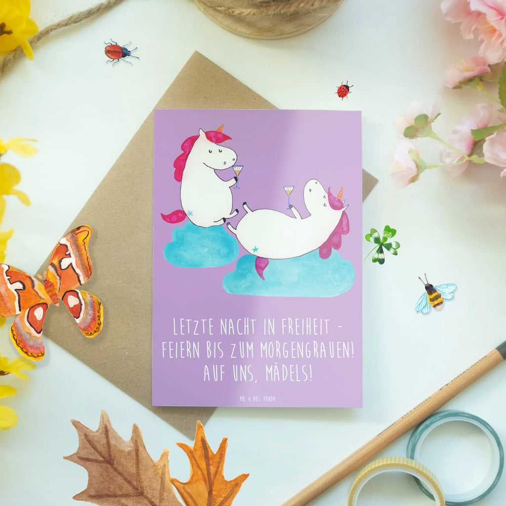 Greetings card Letzte Nacht in Freiheit - Feiern bis zum Morgengrauen! Auf uns, Mädels! Hochzeitskarte, Karte, Glückwunschkarte, Geburtstagskarte, Einladungskarte, Klappkarte, Ansichtskarten, Grußkarte, Hochzeit, Hochzeitsgeschenk, Ehe, Hochzeitsfeier, Trauung, Trauungsgeschenk, Verlobungsfeier, Verlobungsgeschenk, Hochzeitsgeschenkideen, Hochzeitsgeschenke für Brautpaar