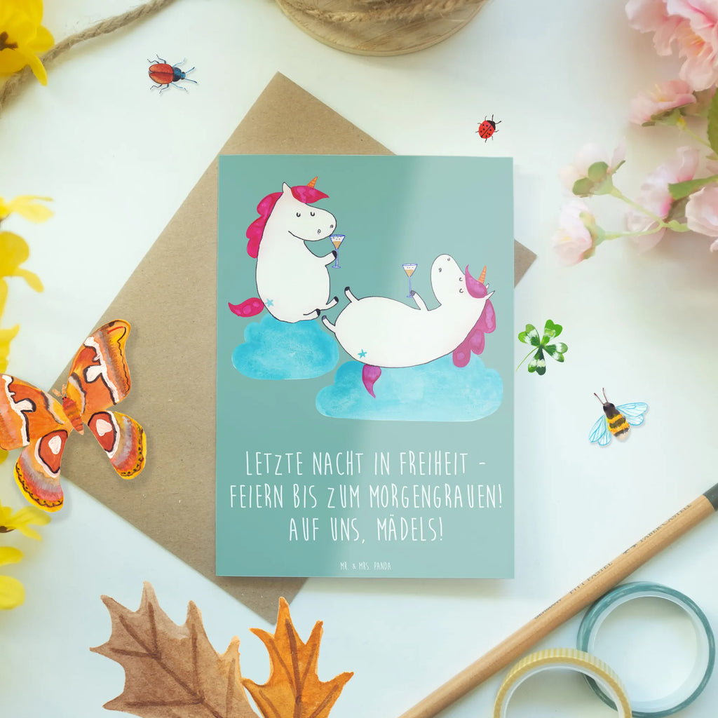 Greetings card Letzte Nacht in Freiheit - Feiern bis zum Morgengrauen! Auf uns, Mädels! Hochzeitskarte, Karte, Glückwunschkarte, Geburtstagskarte, Einladungskarte, Klappkarte, Ansichtskarten, Grußkarte, Hochzeit, Hochzeitsgeschenk, Ehe, Hochzeitsfeier, Trauung, Trauungsgeschenk, Verlobungsfeier, Verlobungsgeschenk, Hochzeitsgeschenkideen, Hochzeitsgeschenke für Brautpaar