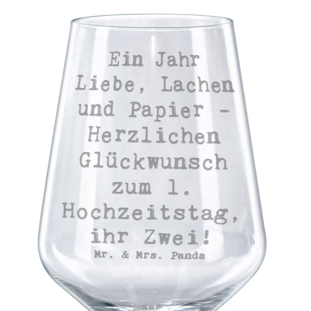 Red Wine Glass Saying Ein Jahr Liebe, Lachen und Papier - Herzlichen Glückwunsch zum 1. Hochzeitstag, ihr Zwei! Wedding, marriage, gifts