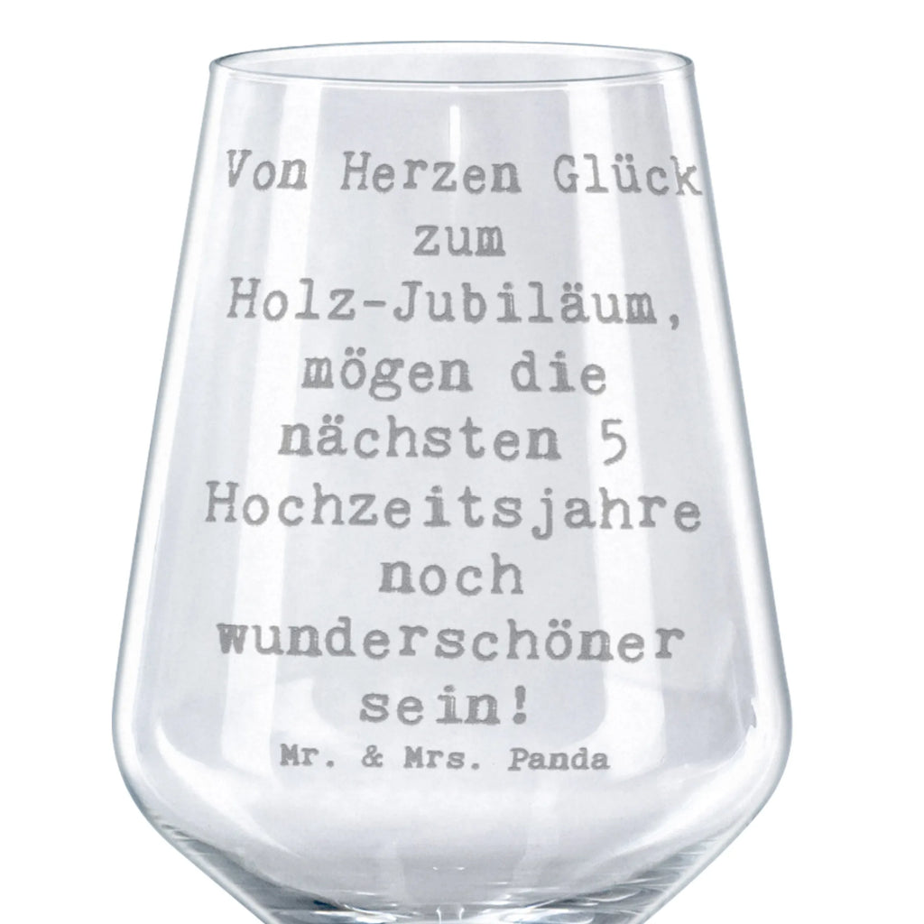 Red Wine Glass Saying Von Herzen Glück zum Holz-Jubiläum, mögen die nächsten 5 Hochzeitsjahre noch wunderschöner sein! Wedding, marriage, gifts