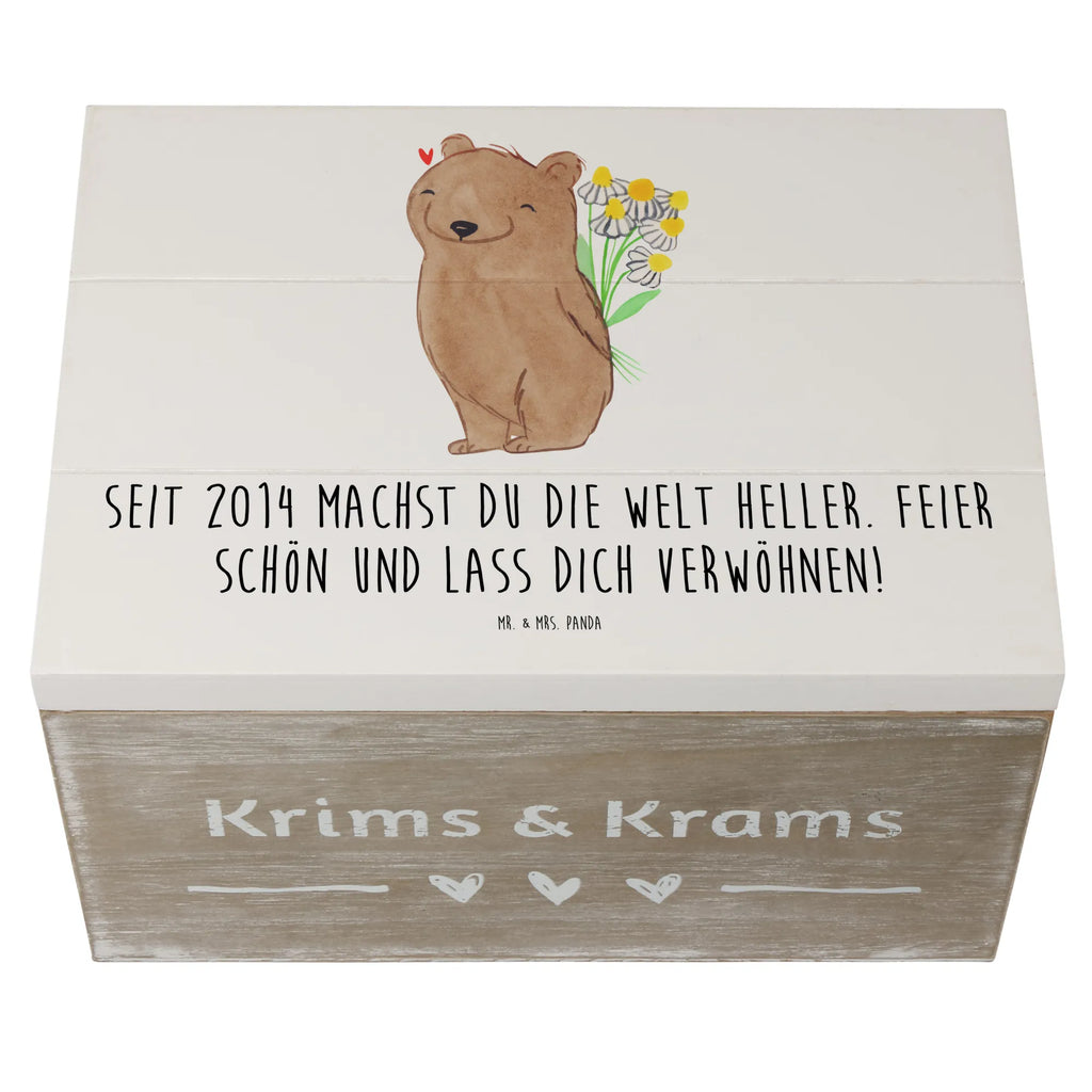 Wooden chest Seit 2014 machst du die Welt heller. Feier schön und lass dich verwöhnen! Geschenkdose, Erinnerungskiste, Schatulle, Erinnerungsbox, Geschenkbox, XXL, Holzkiste, Kiste, Schatzkiste, Aufbewahrungsbox, Truhe, Dekokiste, Geburtstag, Geburtstagsgeschenk, Geschenk