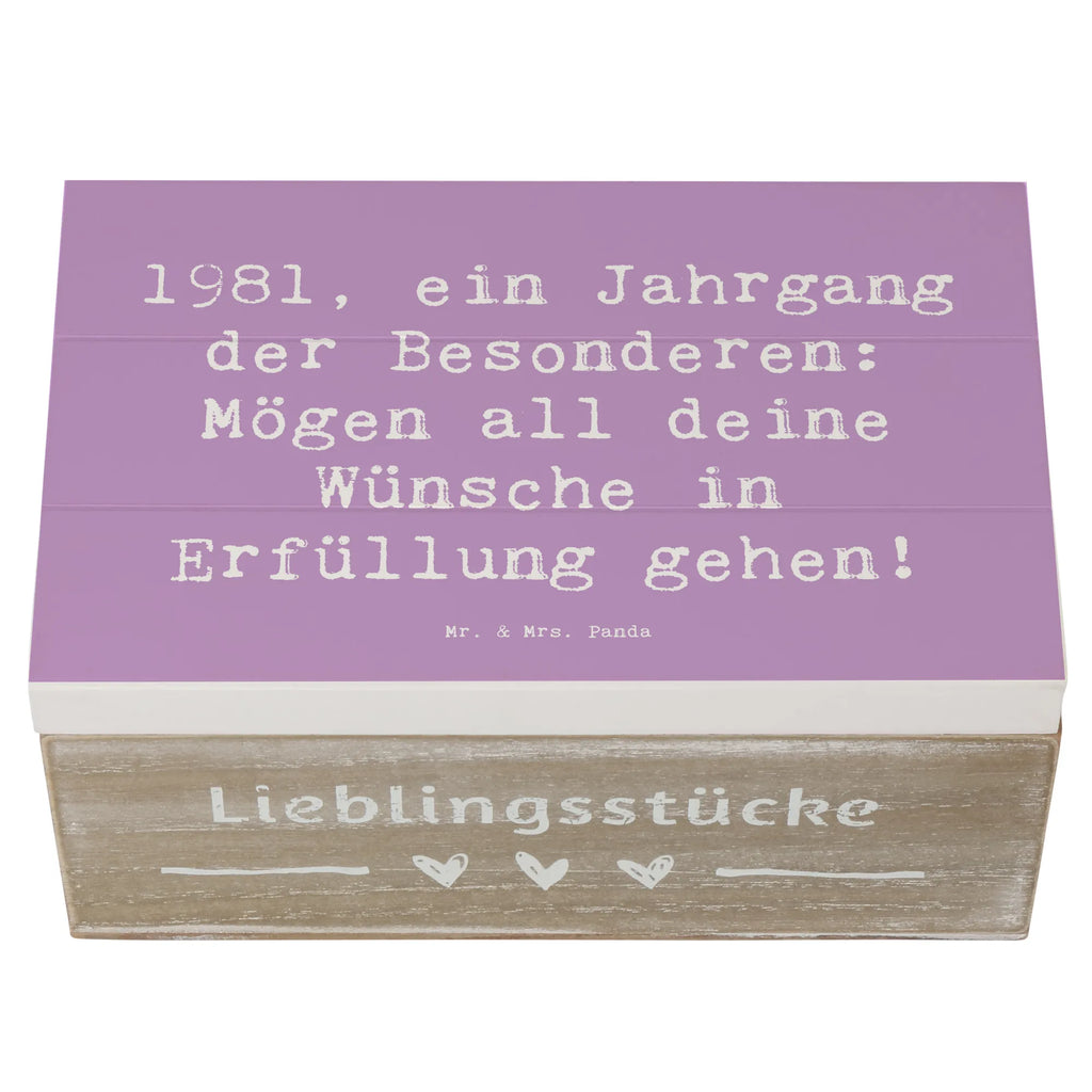 Wooden chest Saying 1981, ein Jahrgang der Besonderen: Mögen all deine Wünsche in Erfüllung gehen! Holzkiste, Dekokiste, Erinnerungsbox, Geschenkbox, Truhe, Schatzkiste, Erinnerungskiste, Geschenkdose, Schatulle, Aufbewahrungsbox, XXL, Kiste, Geburtstag, Geburtstagsgeschenk, Geschenk