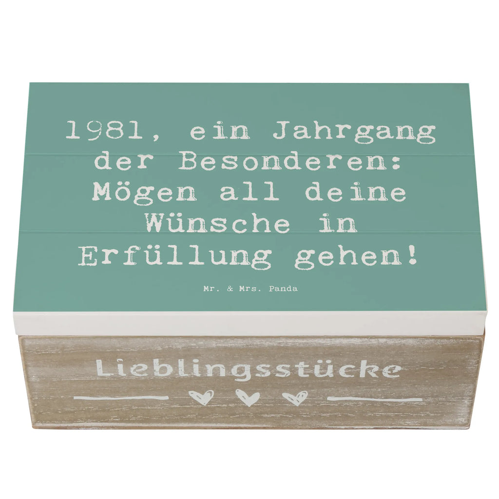 Wooden chest Saying 1981, ein Jahrgang der Besonderen: Mögen all deine Wünsche in Erfüllung gehen! Holzkiste, Dekokiste, Erinnerungsbox, Geschenkbox, Truhe, Schatzkiste, Erinnerungskiste, Geschenkdose, Schatulle, Aufbewahrungsbox, XXL, Kiste, Geburtstag, Geburtstagsgeschenk, Geschenk
