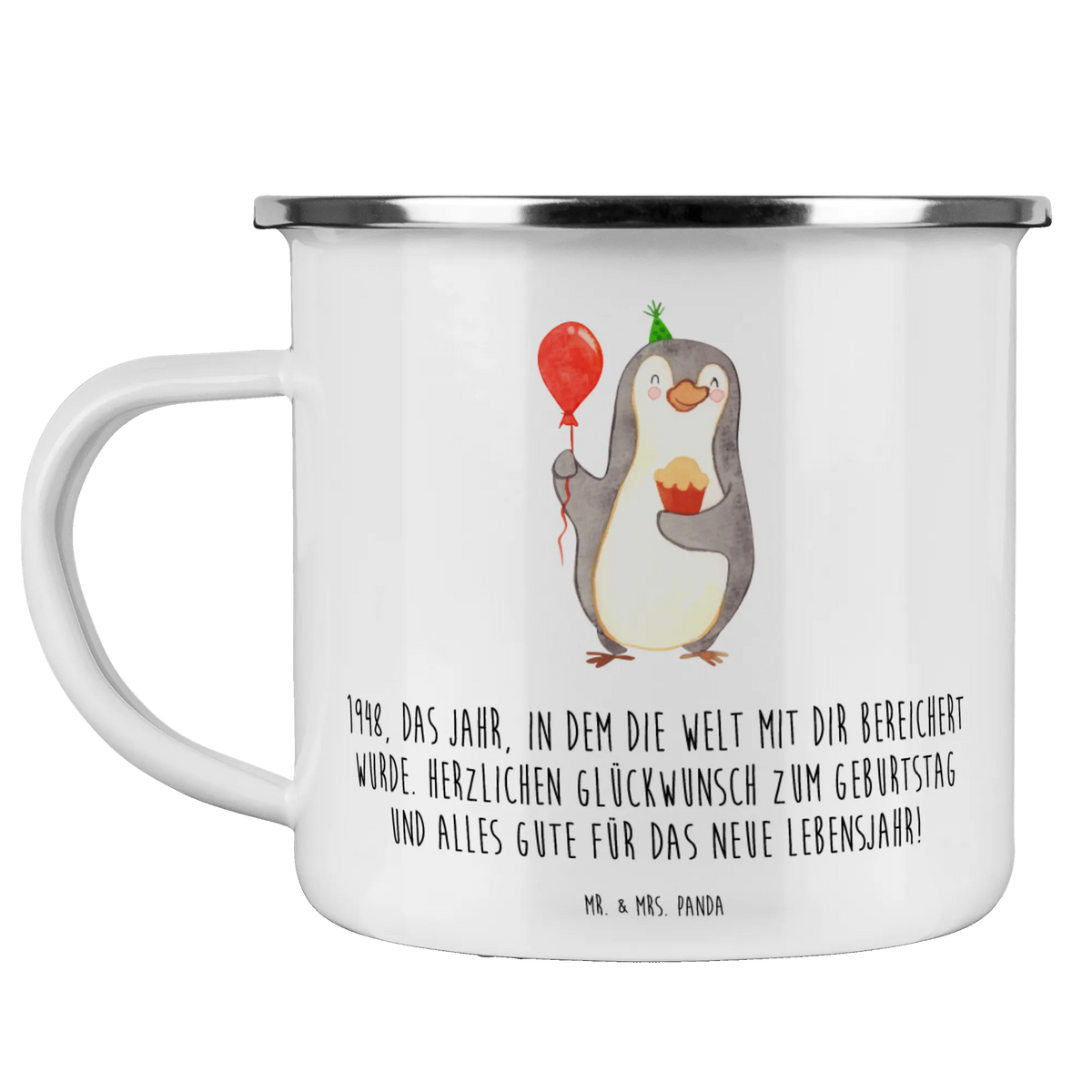 Camping Emaille Tasse 1948 Geburtstag