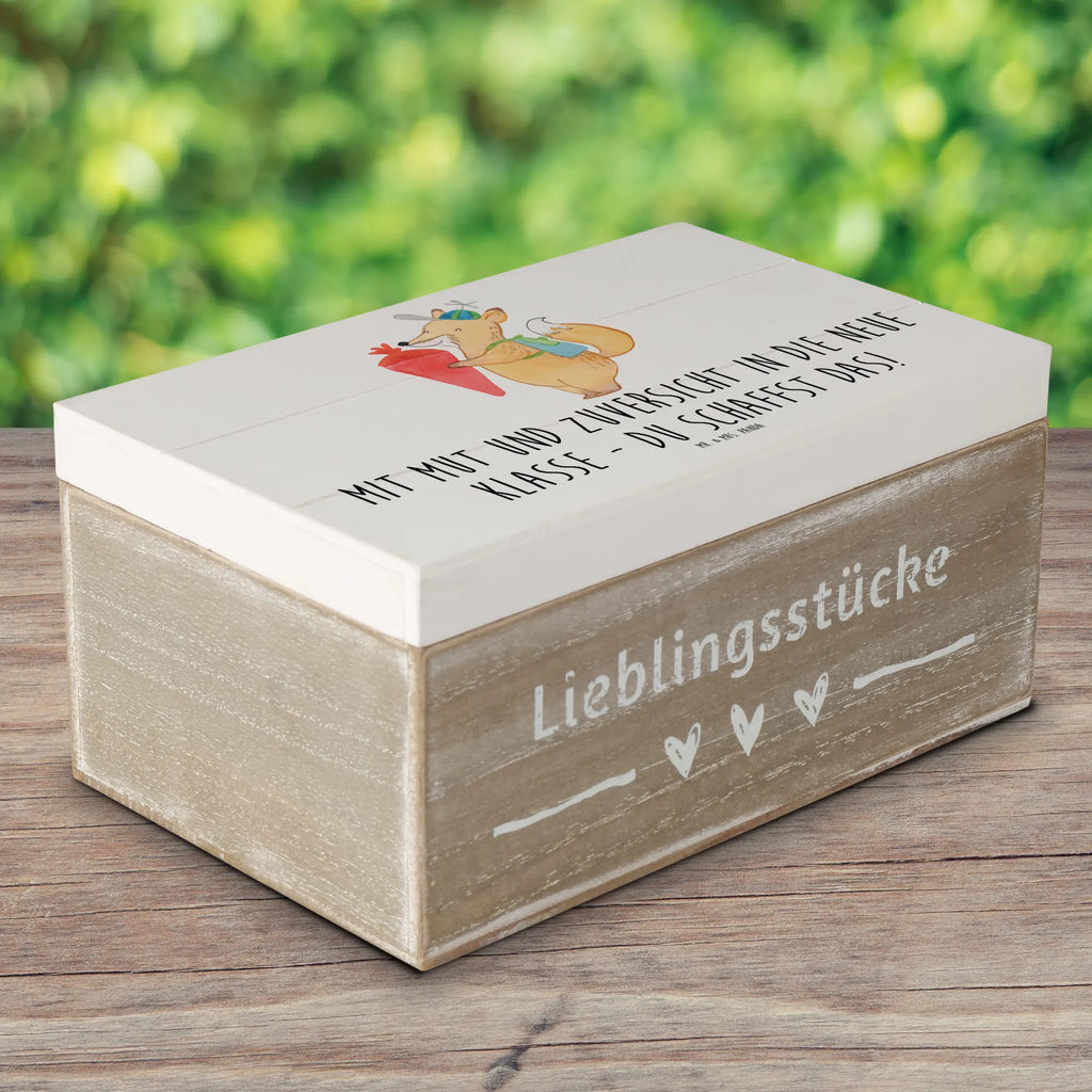 Holzkiste Erster Schultag Mut und Zuversicht Erinnerungsbox, Aufbewahrungsbox, XXL, Dekokiste, Geschenkdose, Schatulle, Schatzkiste, Erinnerungskiste, Geschenkbox, Kiste, Truhe, Holzkiste