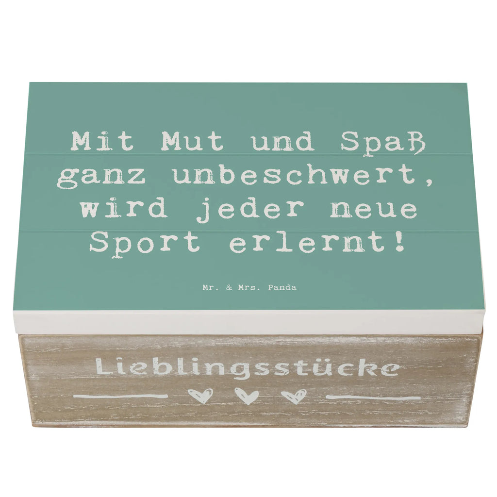 Wooden chest Saying Mit Mut und Spaß ganz unbeschwert, wird jeder neue Sport erlernt! Aufbewahrungsbox, Truhe, Geschenkbox, Holzkiste, Erinnerungsbox, XXL, Dekokiste, Erinnerungskiste, Kiste, Schatzkiste, Schatulle, Geschenkdose